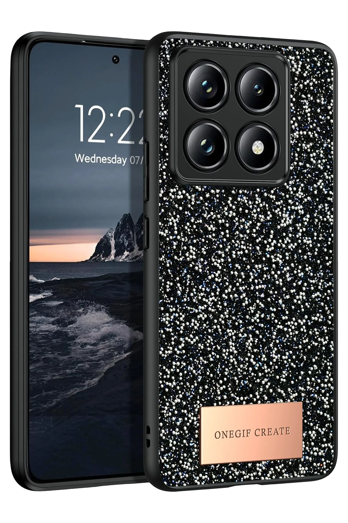 Onegif Xiaomi Mi 14T Pro Bright Simli Kapak - Siyah