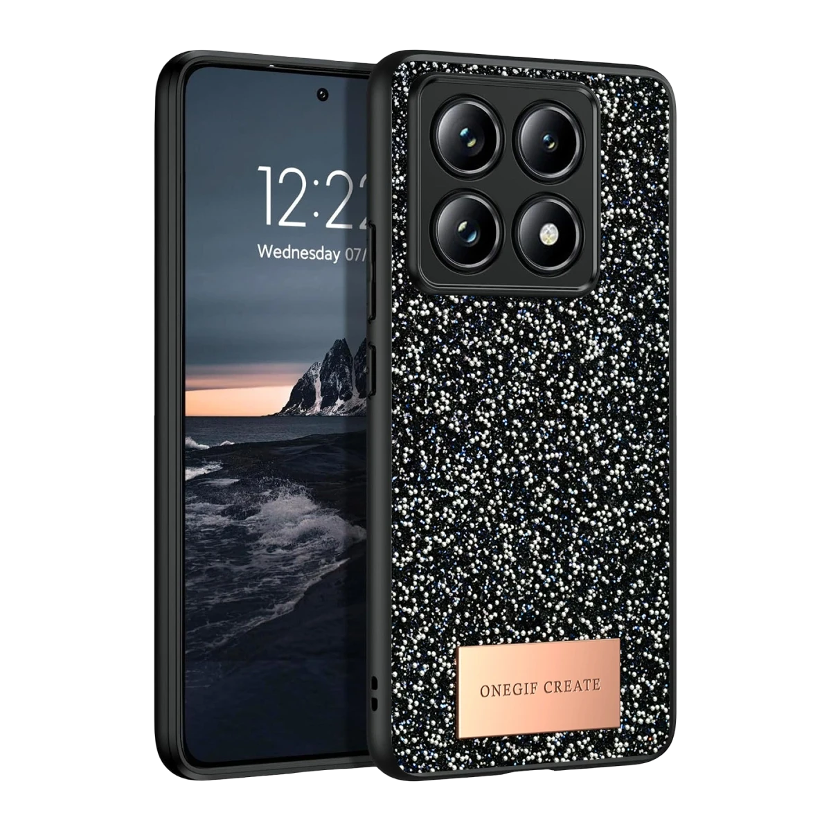 Onegif Xiaomi Mi 14T Pro Bright Simli Kapak - Siyah