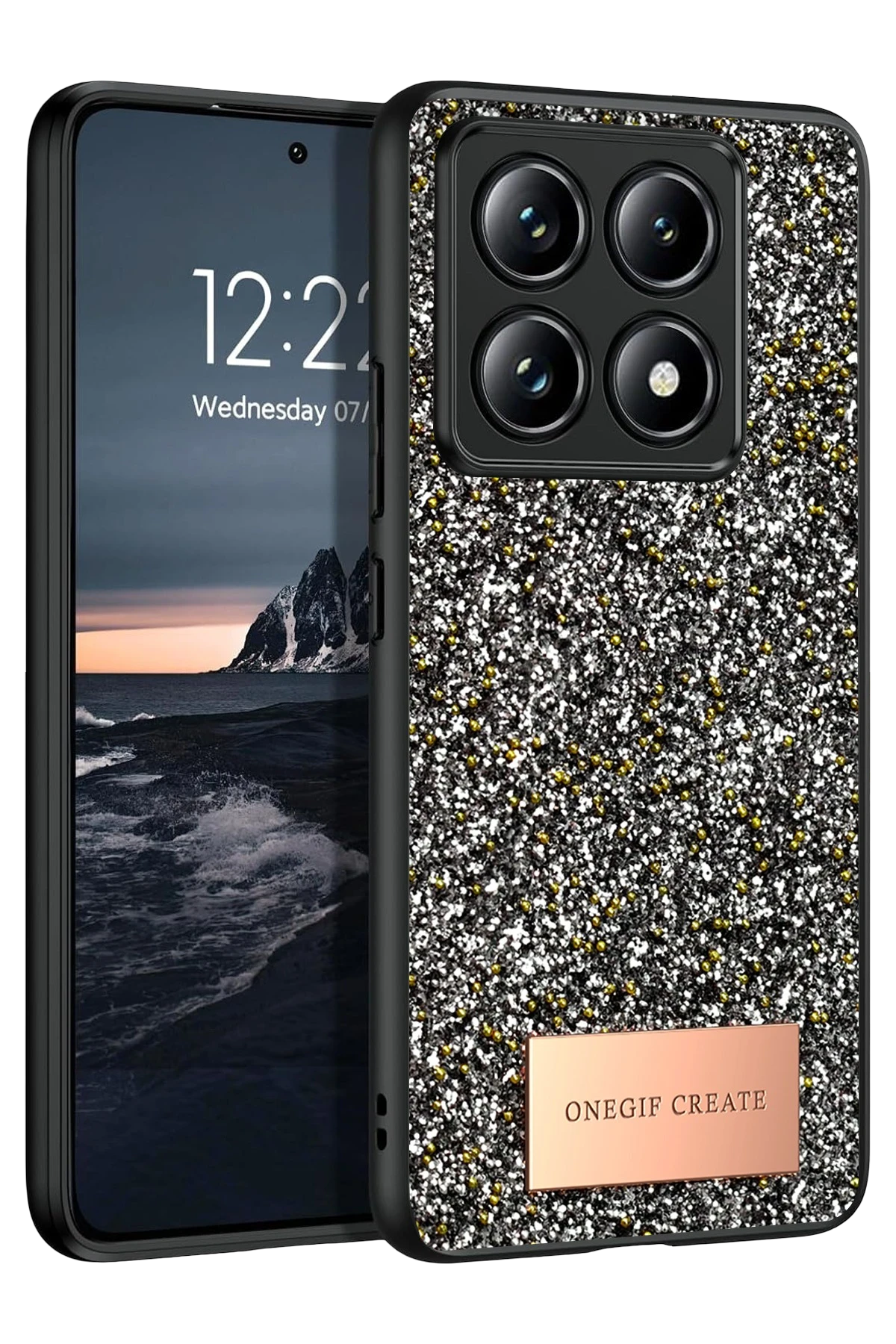 Onegif Xiaomi Mi 14T Pro Bright Simli Kapak - Gümüş