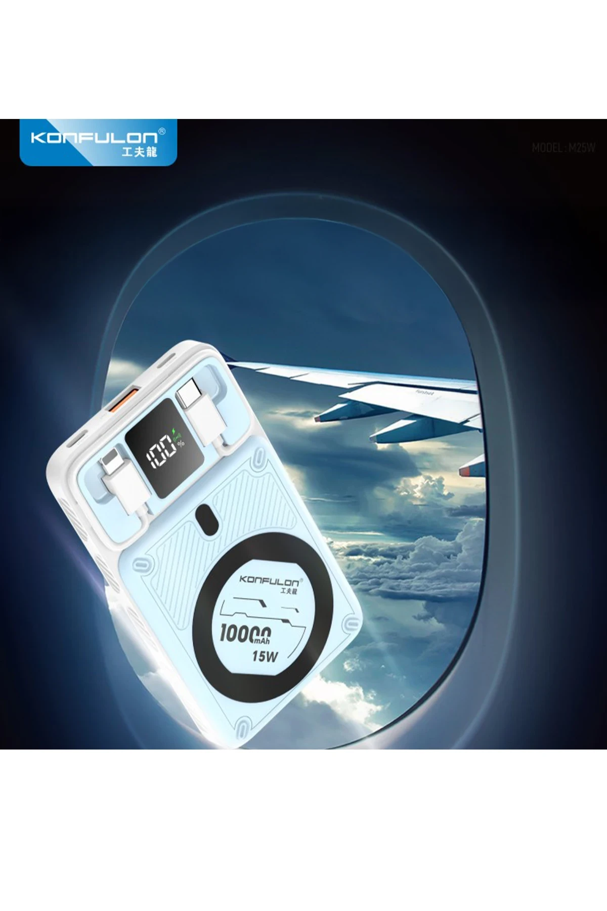 Konfulon M25W 10.000 mAh 20W PD Magsafe Powerbank - Mavi
