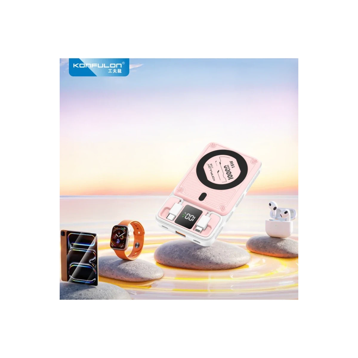Konfulon M25W 10.000 mAh 20W PD Magsafe Powerbank - Pembe — görsel 9