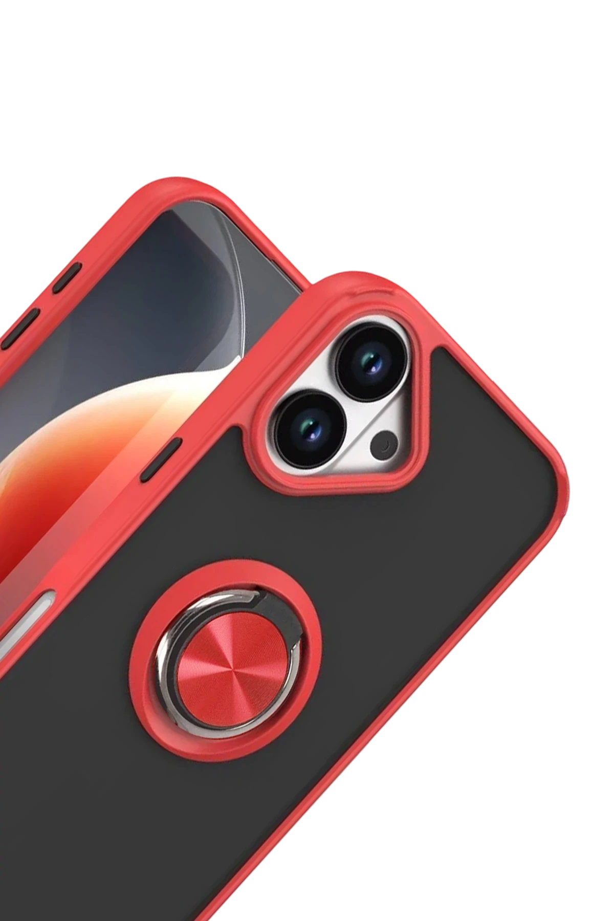 Newface Apple iPhone 17 Montreal Yüzüklü Silikon Kapak - Kırmızı