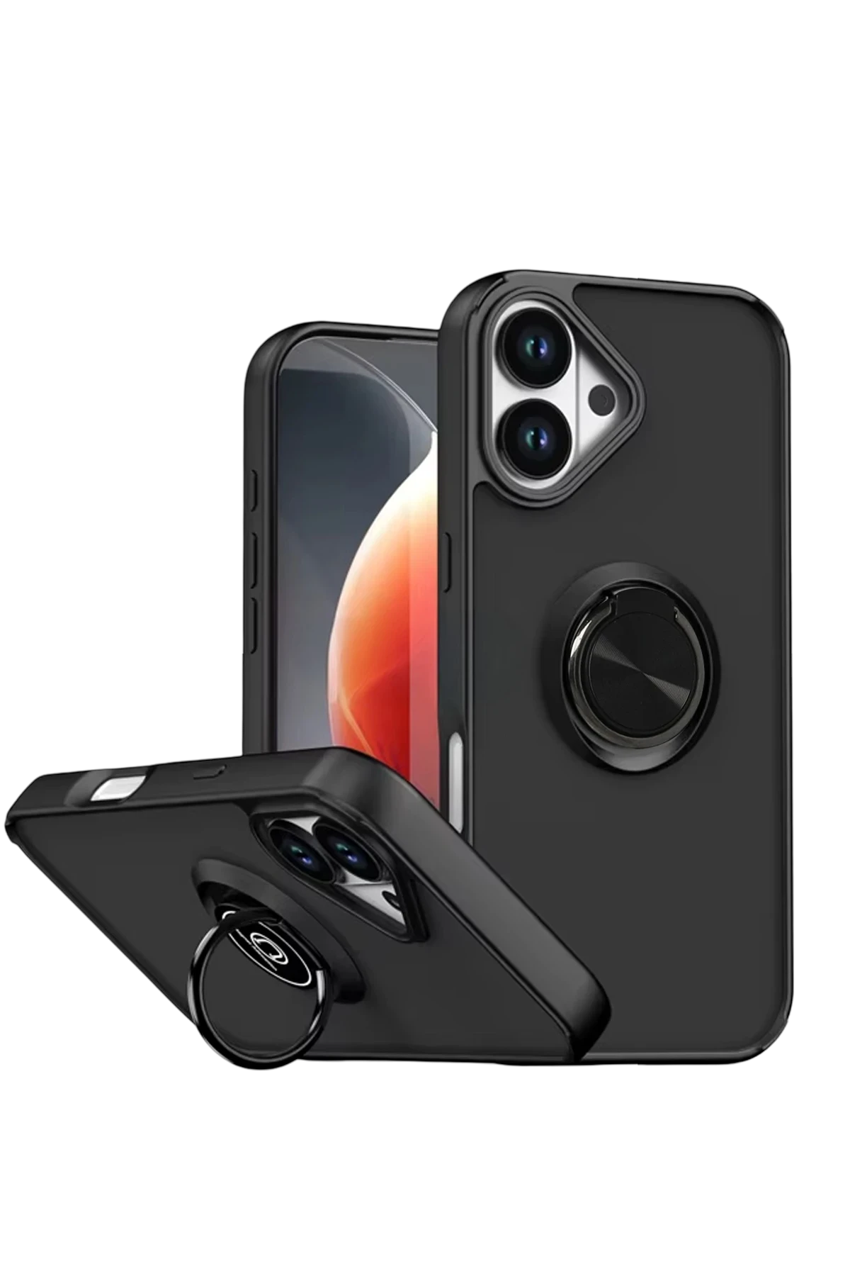 Newface Apple iPhone 17 Montreal Yüzüklü Silikon Kapak - Siyah