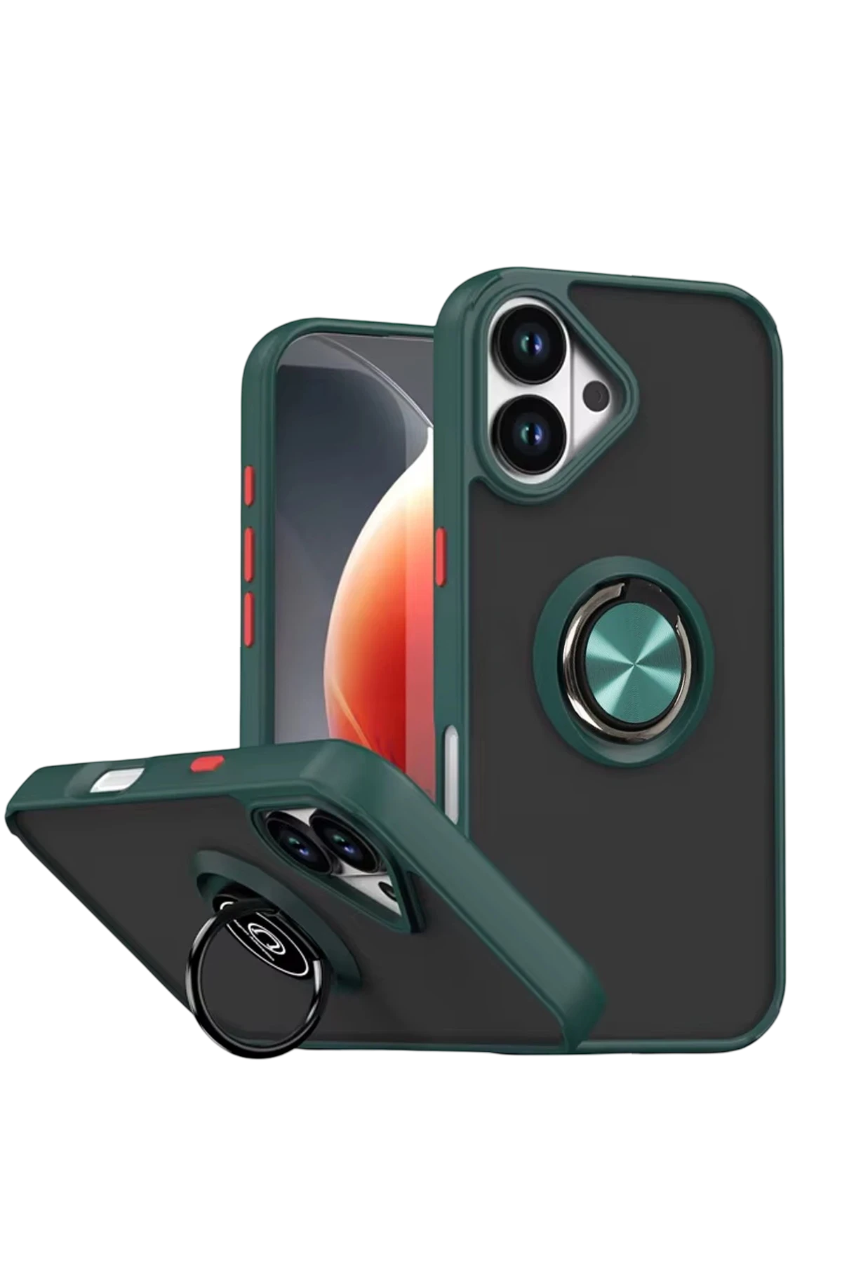 Newface Apple iPhone 17 Montreal Yüzüklü Silikon Kapak - Yeşil