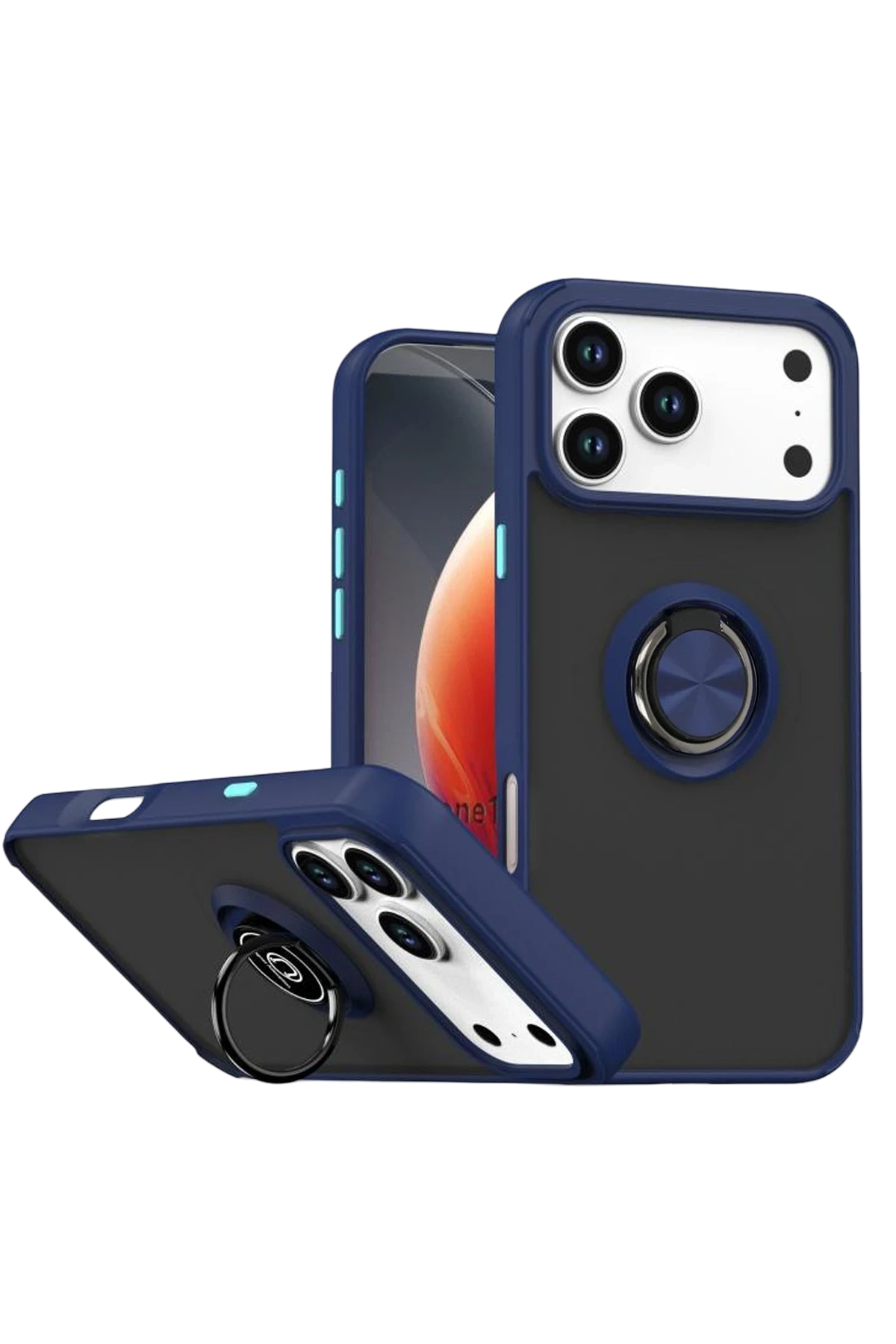 Newface Apple iPhone 17 Pro Max Montreal Yüzüklü Silikon Kapak - Lacivert