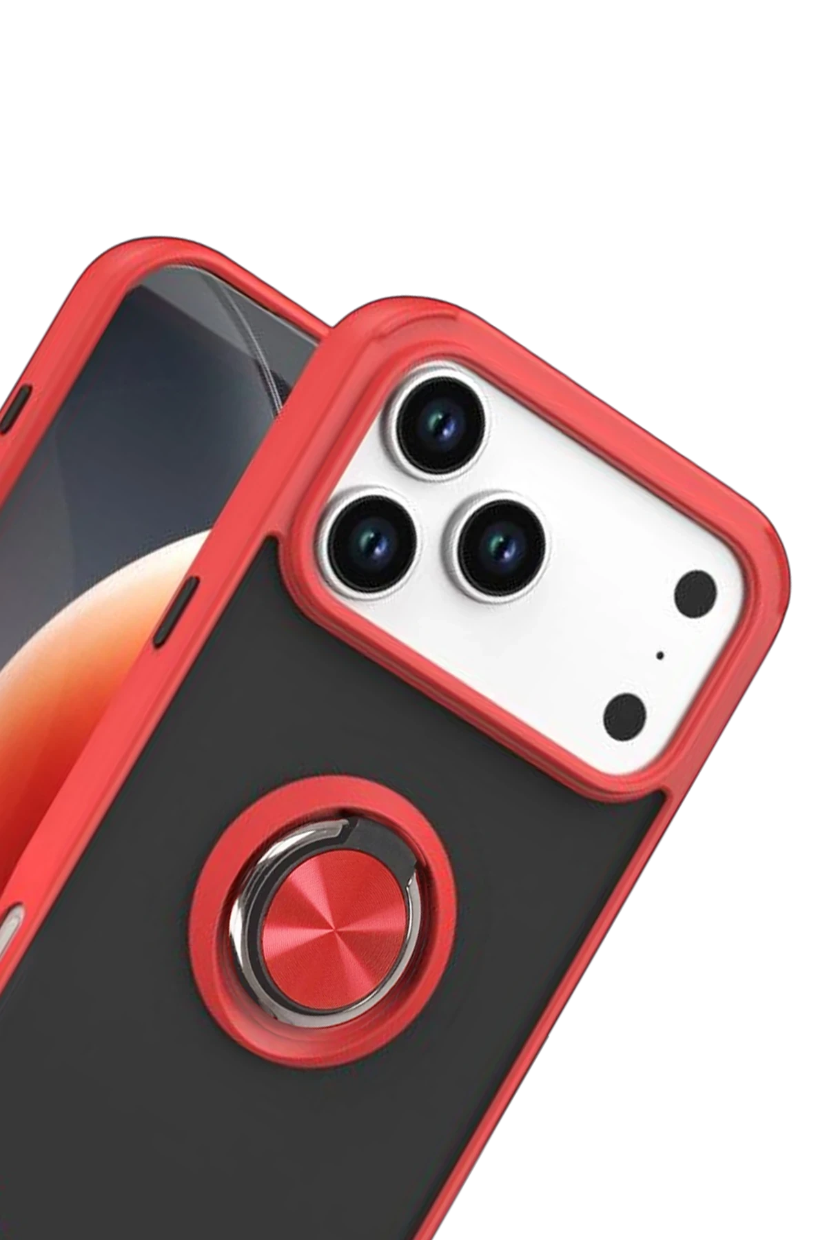 Newface Apple iPhone 17 Pro Max Montreal Yüzüklü Silikon Kapak - Kırmızı