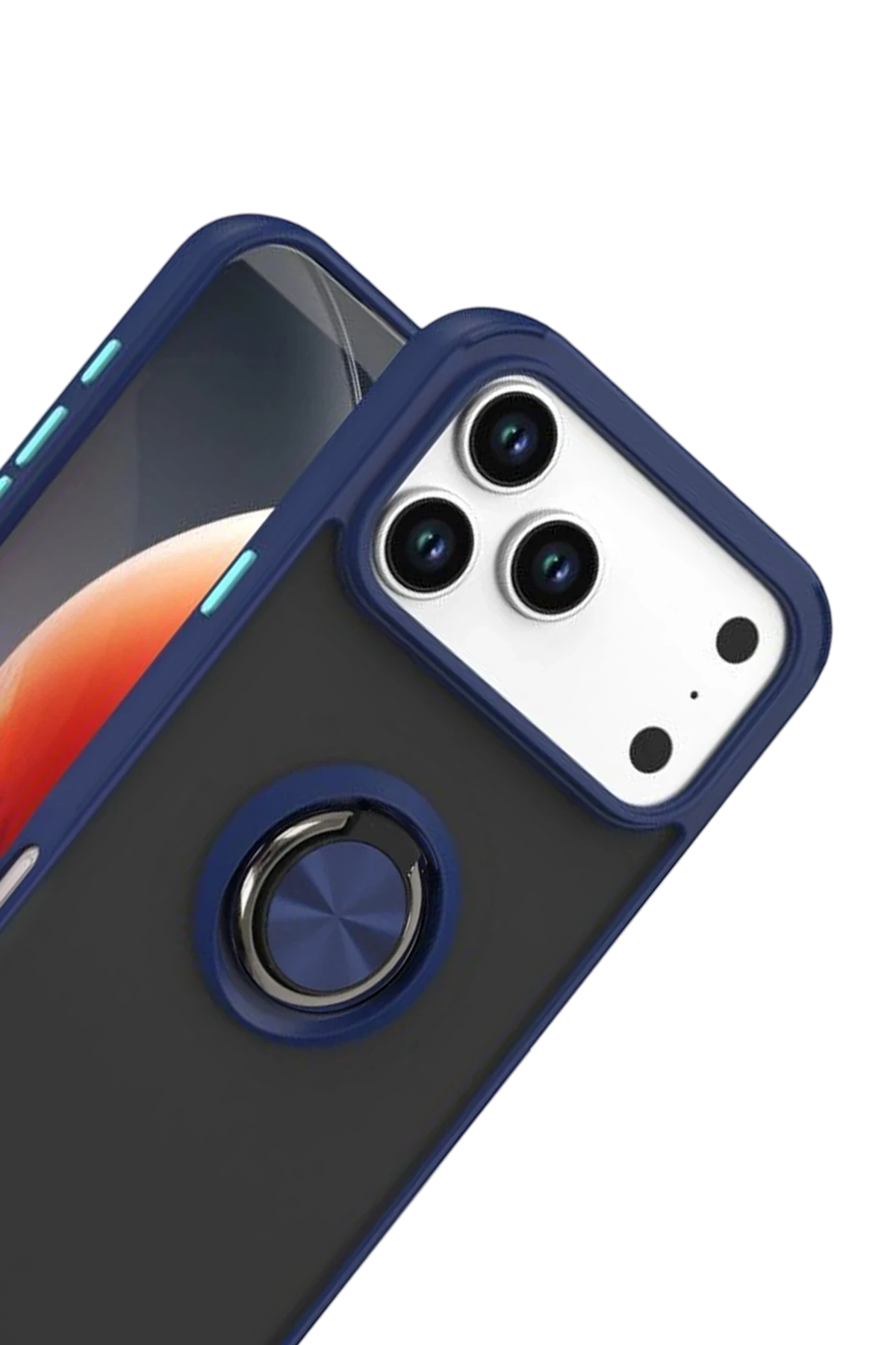 Newface Apple iPhone 17 Pro Montreal Yüzüklü Silikon Kapak - Lacivert