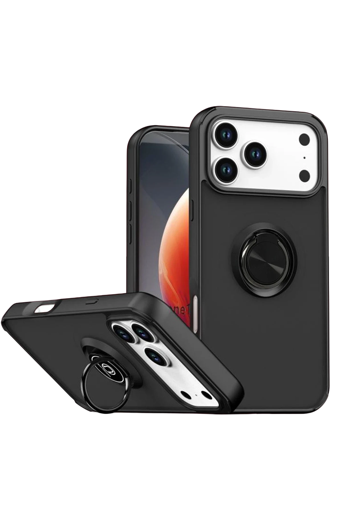 Newface Apple iPhone 17 Pro Montreal Yüzüklü Silikon Kapak - Siyah