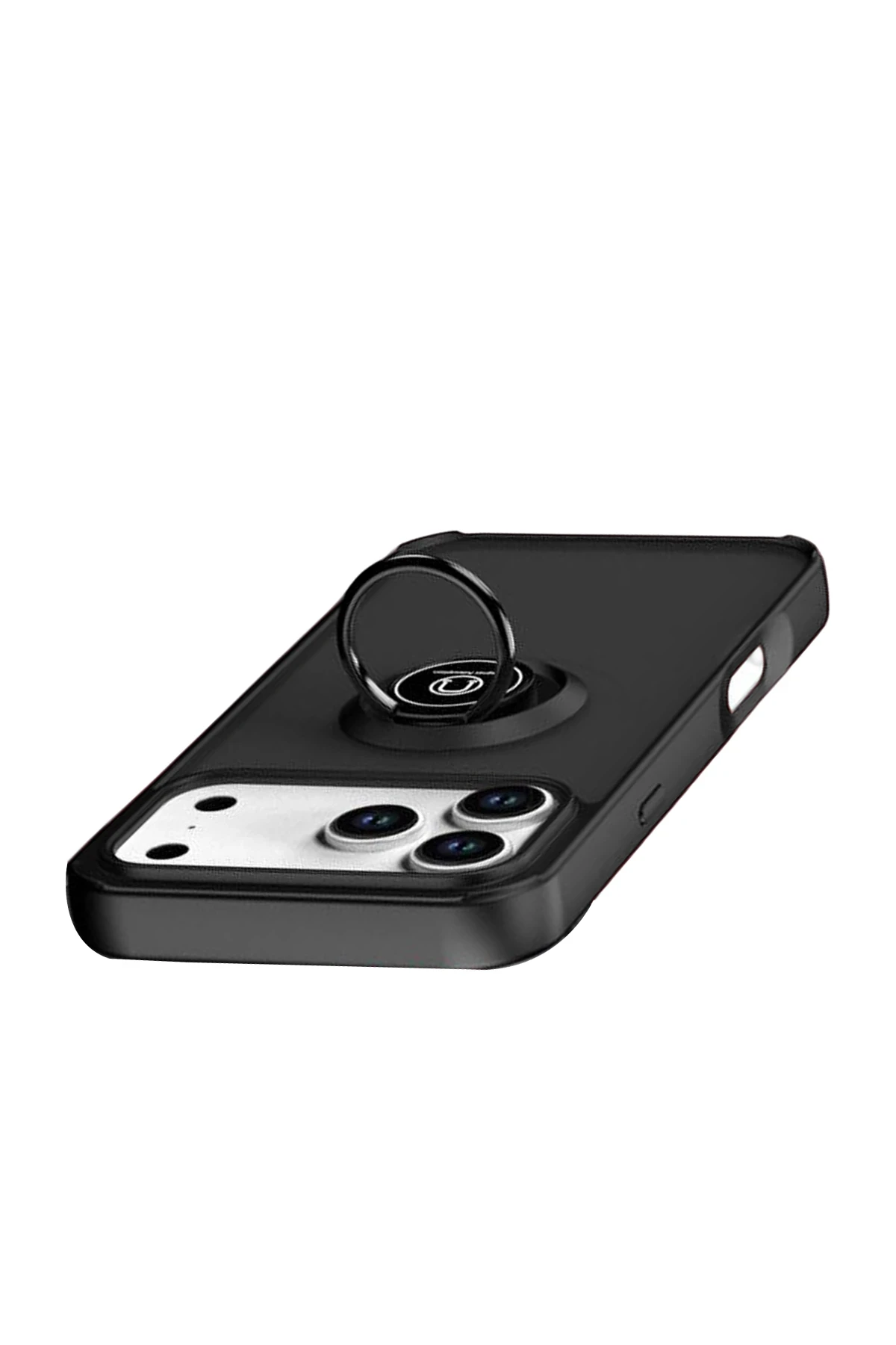 Newface Apple iPhone 17 Pro Montreal Yüzüklü Silikon Kapak - Siyah