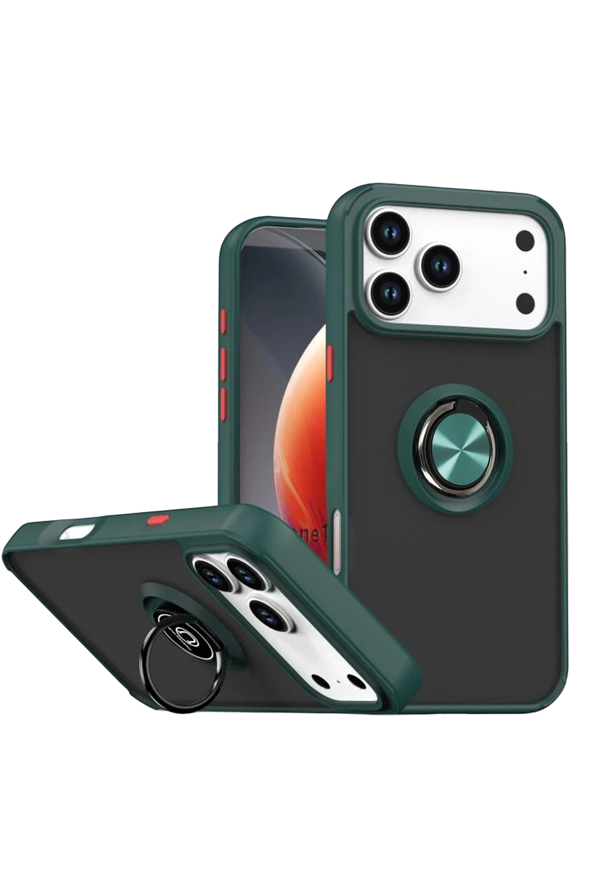 Newface Apple iPhone 17 Pro Montreal Yüzüklü Silikon Kapak - Yeşil