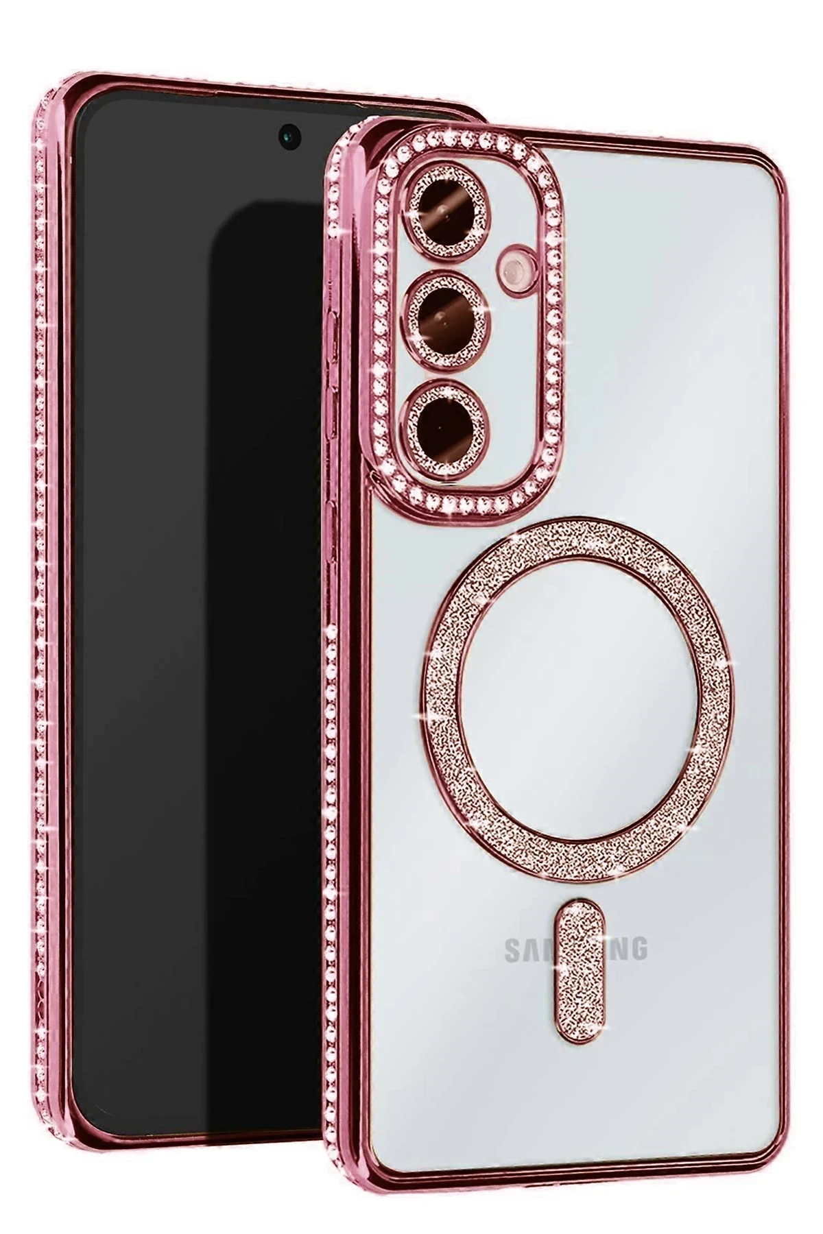 Newface Samsung Galaxy A35 5G Joke Simli Magneticsafe Kılıf - Pembe