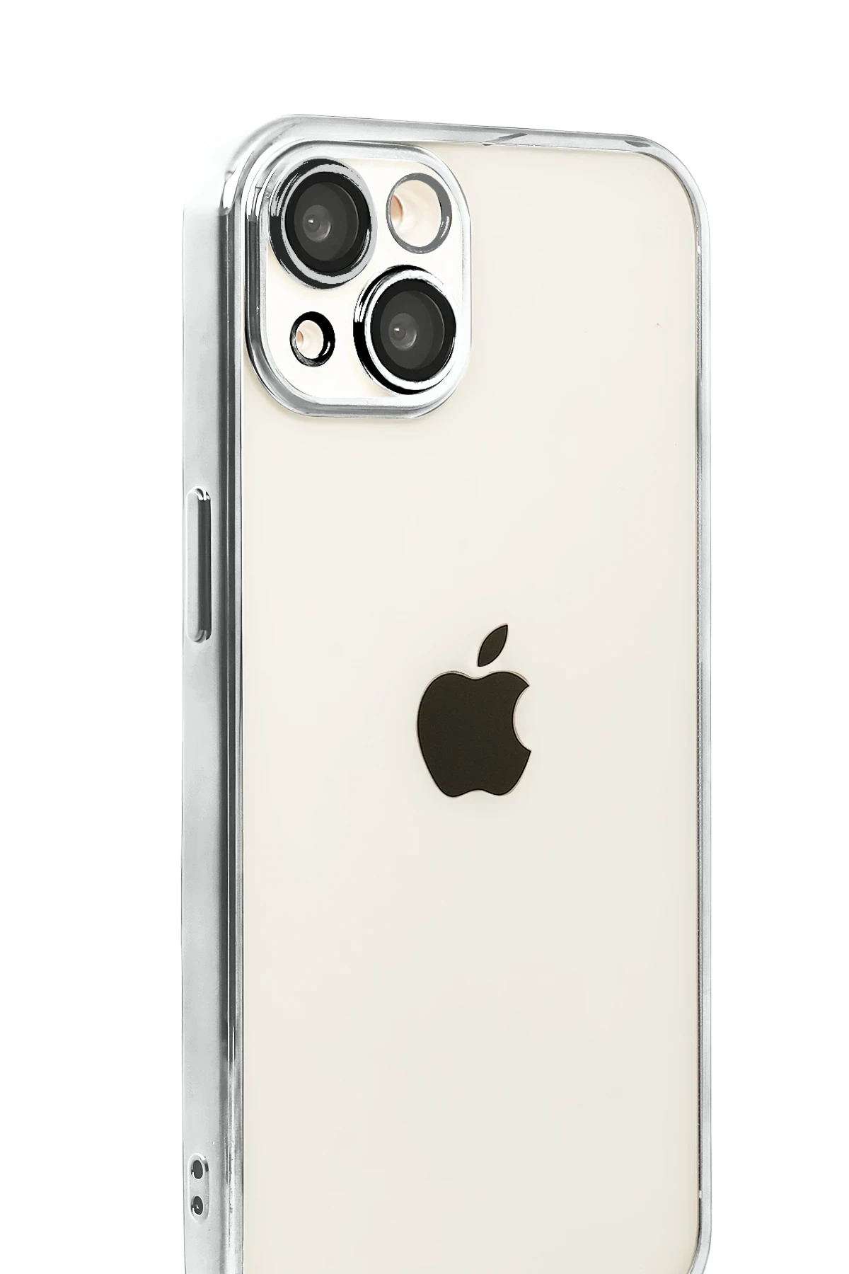 Newface Apple iPhone 15 Razer Lensli Silikon - Gümüş