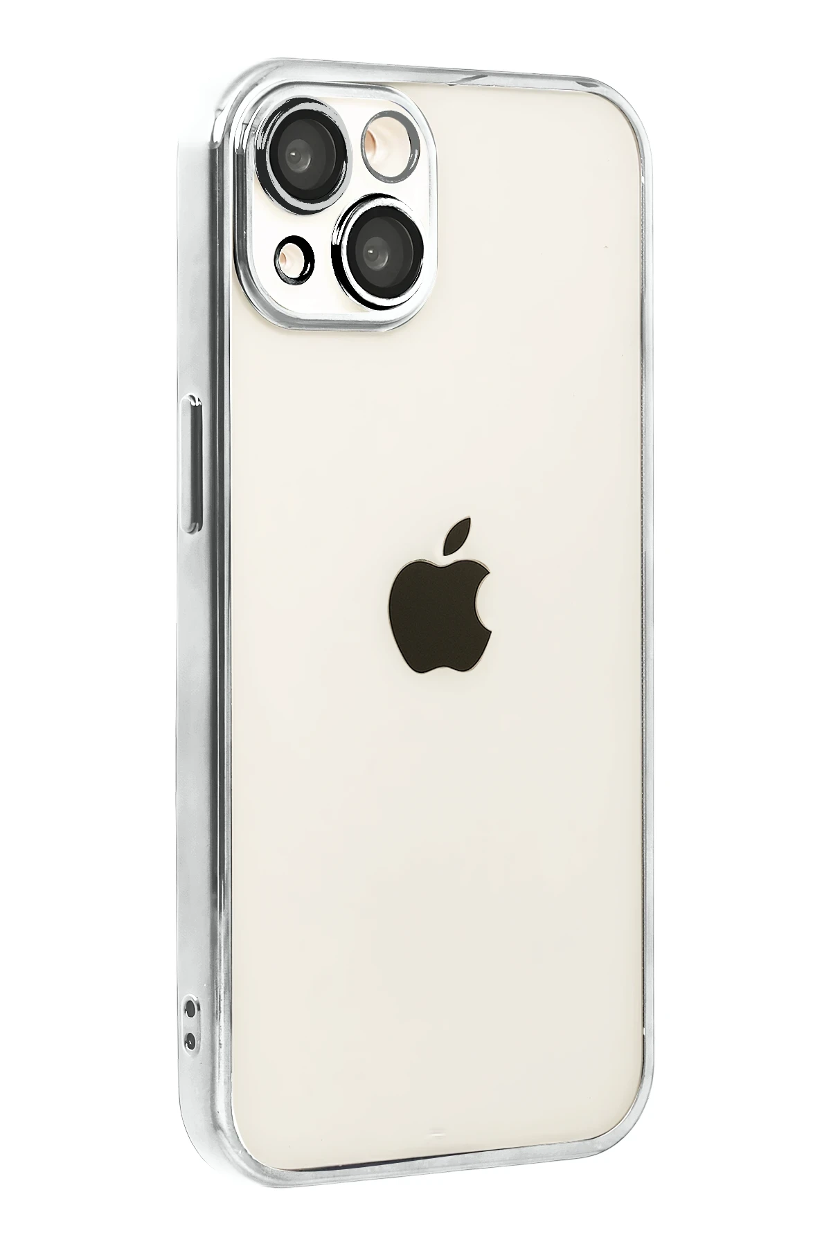 Newface Apple iPhone 15 Razer Lensli Silikon - Gümüş
