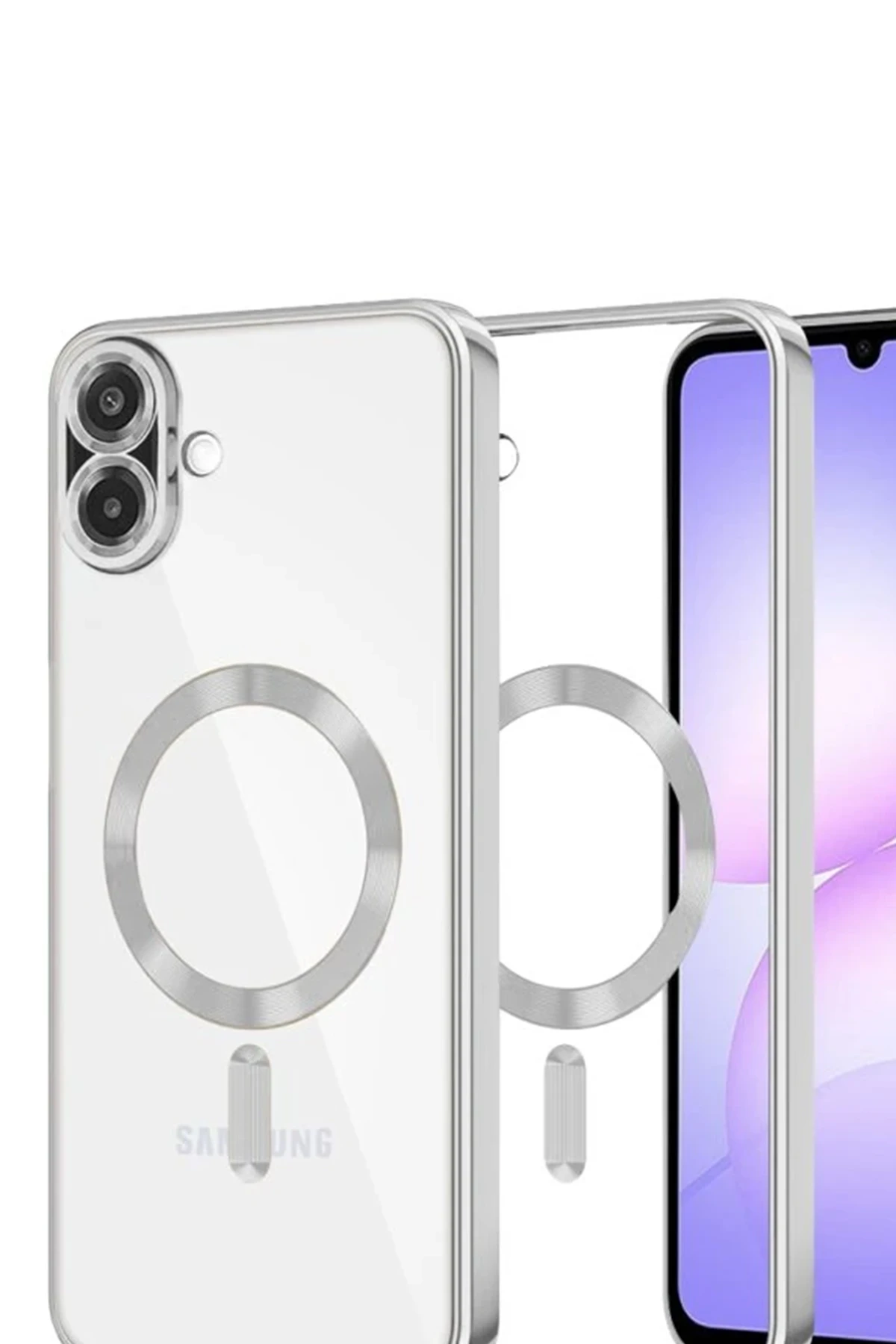 Newface Samsung Galaxy A07 Kross Magneticsafe Kapak - Gümüş