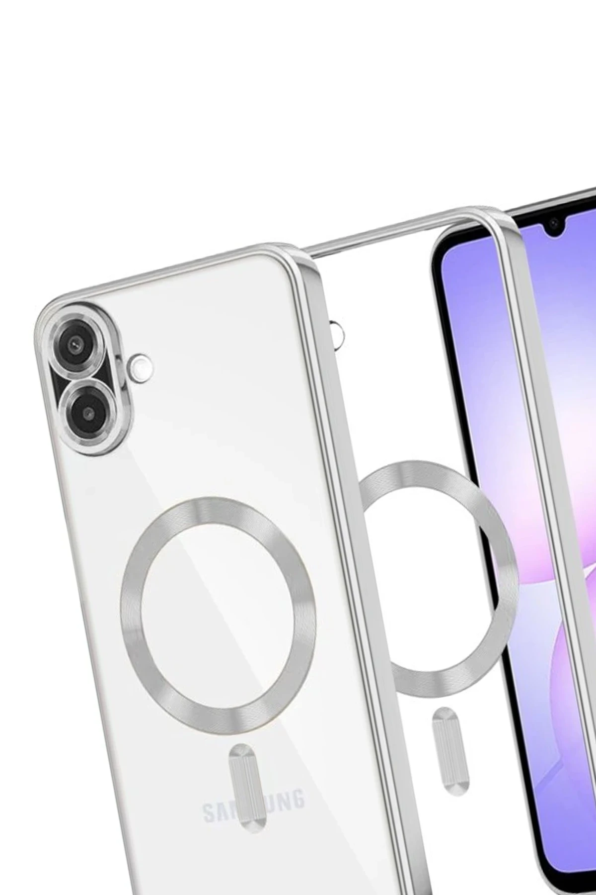 Newface Samsung Galaxy A07 Kross Magneticsafe Kapak - Gümüş