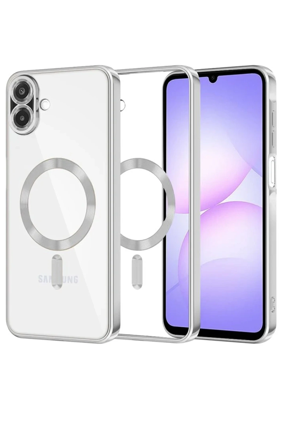 Newface Samsung Galaxy A07 Kross Magneticsafe Kapak - Gümüş