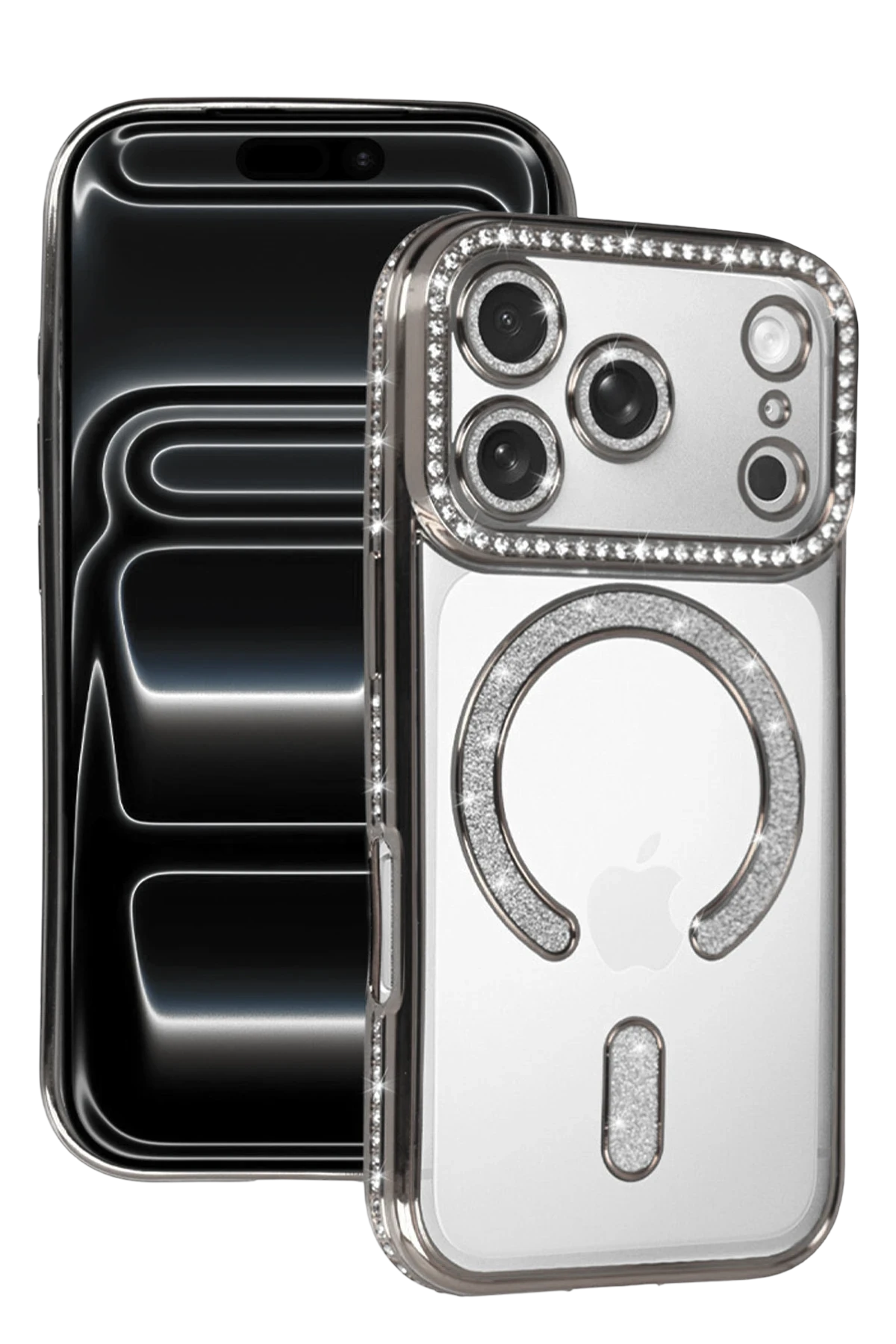 Newface Apple iPhone 17 Pro Joke Simli Magneticsafe Kılıf - Gümüş