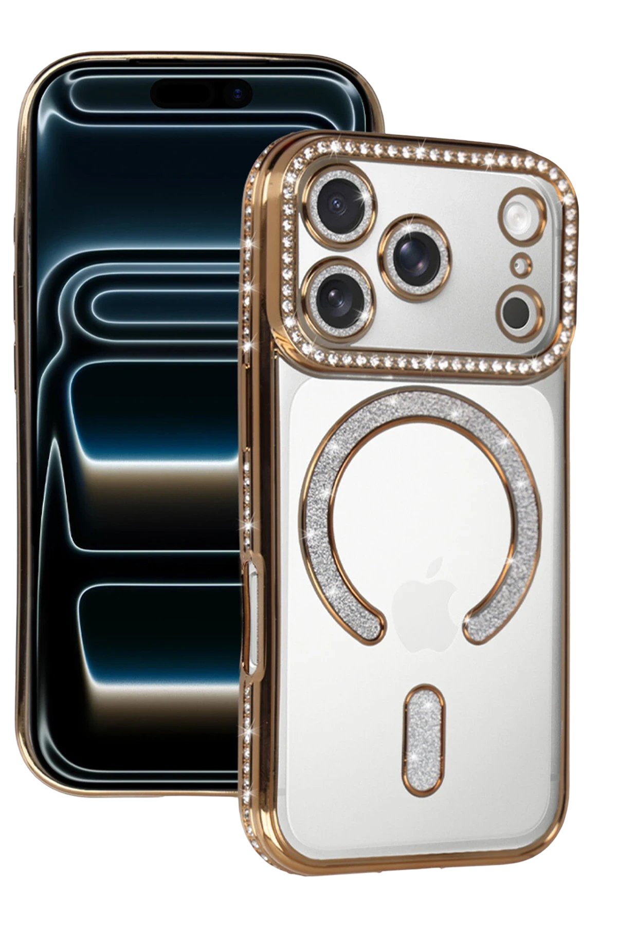 Newface Apple iPhone 17 Pro Max Joke Simli Magneticsafe Kılıf - Gold