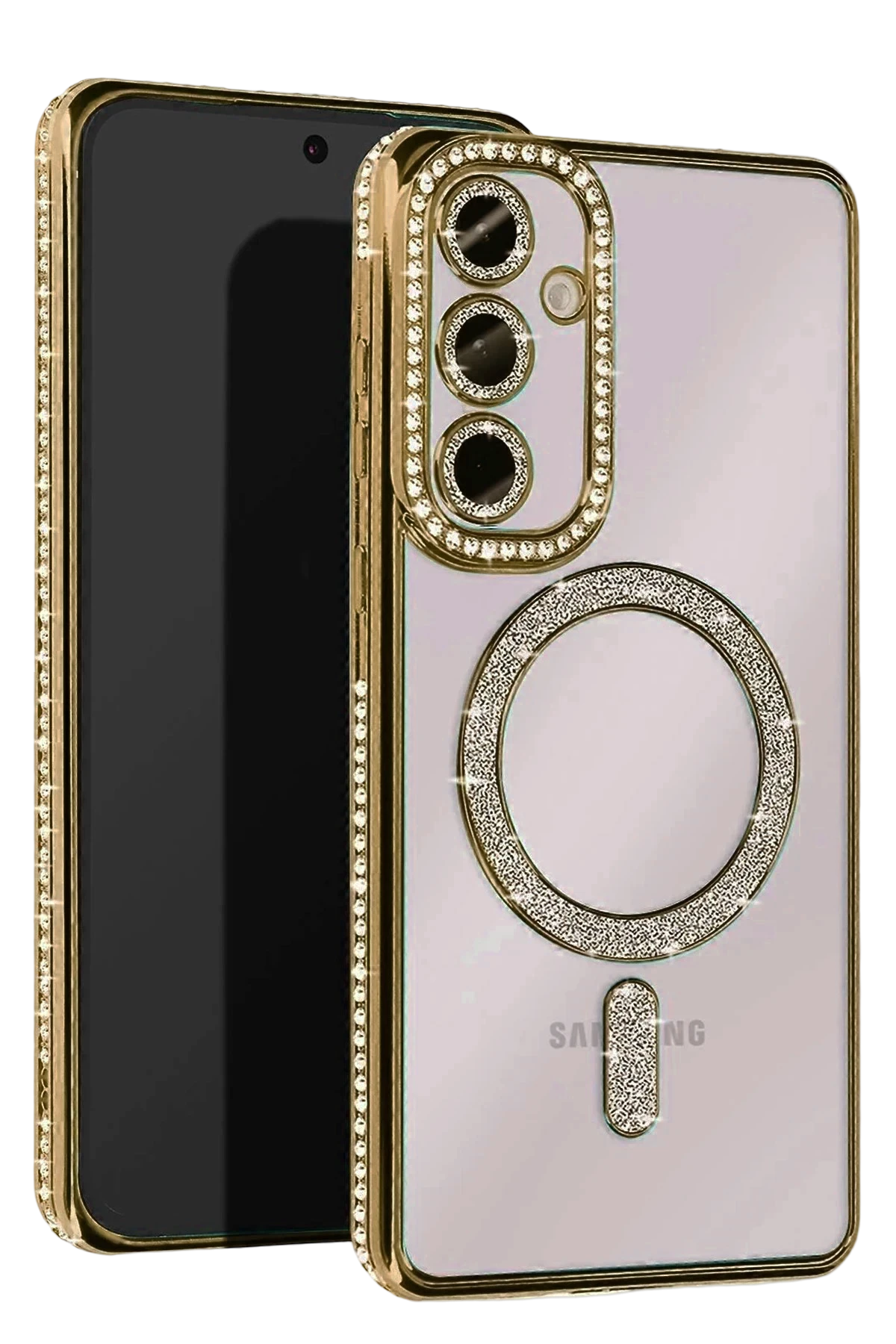 Newface Samsung Galaxy S24 FE Joke Simli Magneticsafe Kılıf - Gold