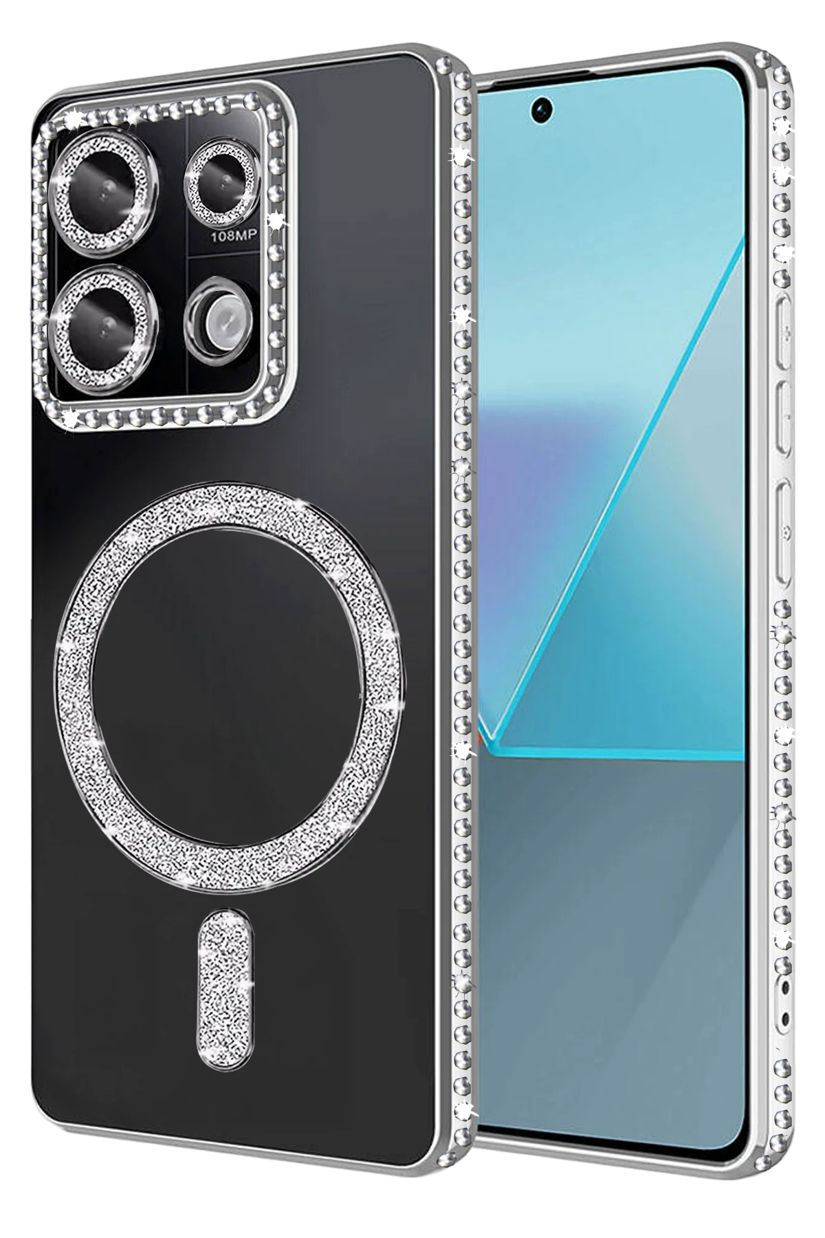 Newface Xiaomi Redmi Note 13 Pro 4G Joke Simli Magneticsafe Kılıf - Gümüş