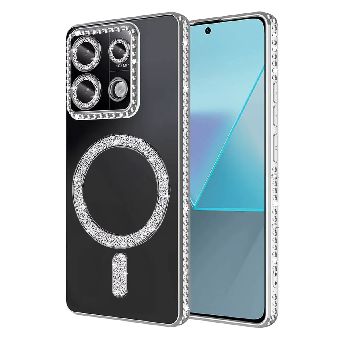 Newface Xiaomi Redmi Note 13 Pro 4G Joke Simli Magneticsafe Kılıf - Gümüş