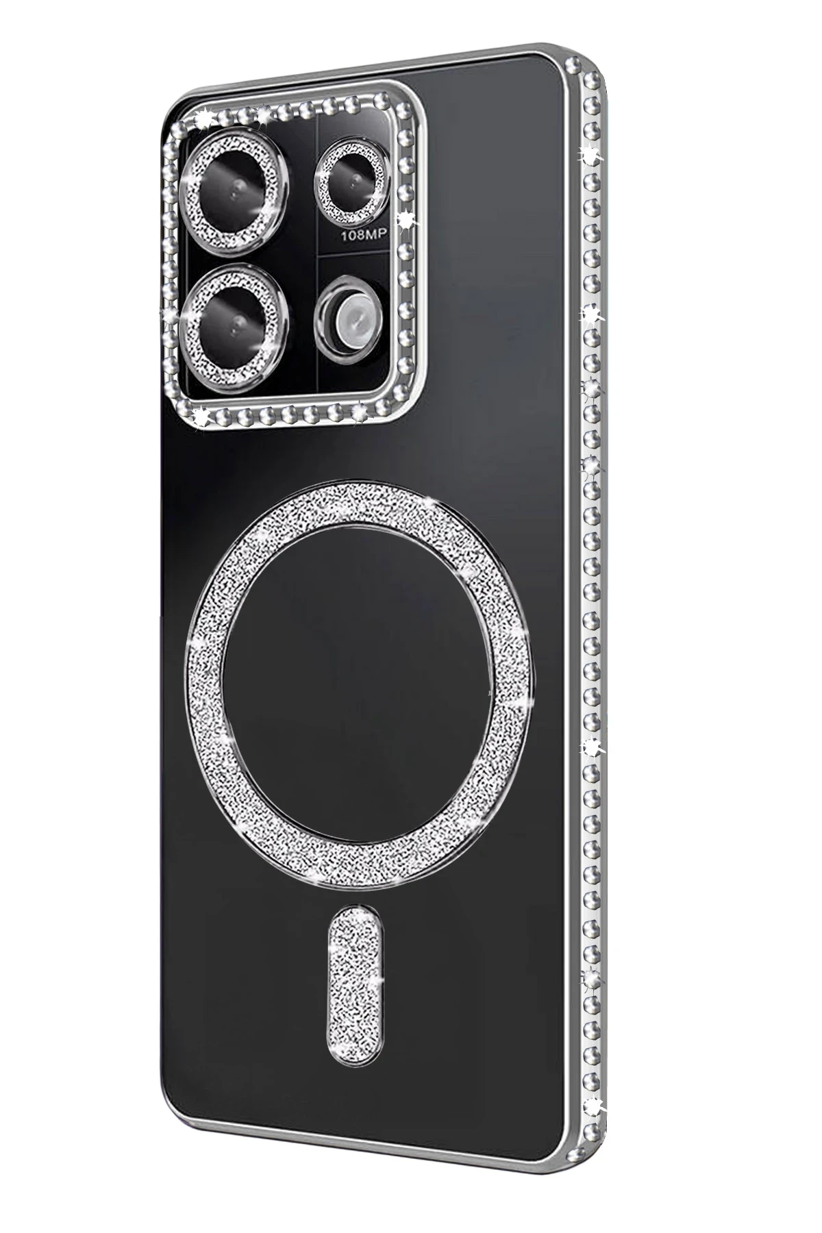 Newface Xiaomi Redmi Note 13 Pro 4G Joke Simli Magneticsafe Kılıf - Gümüş