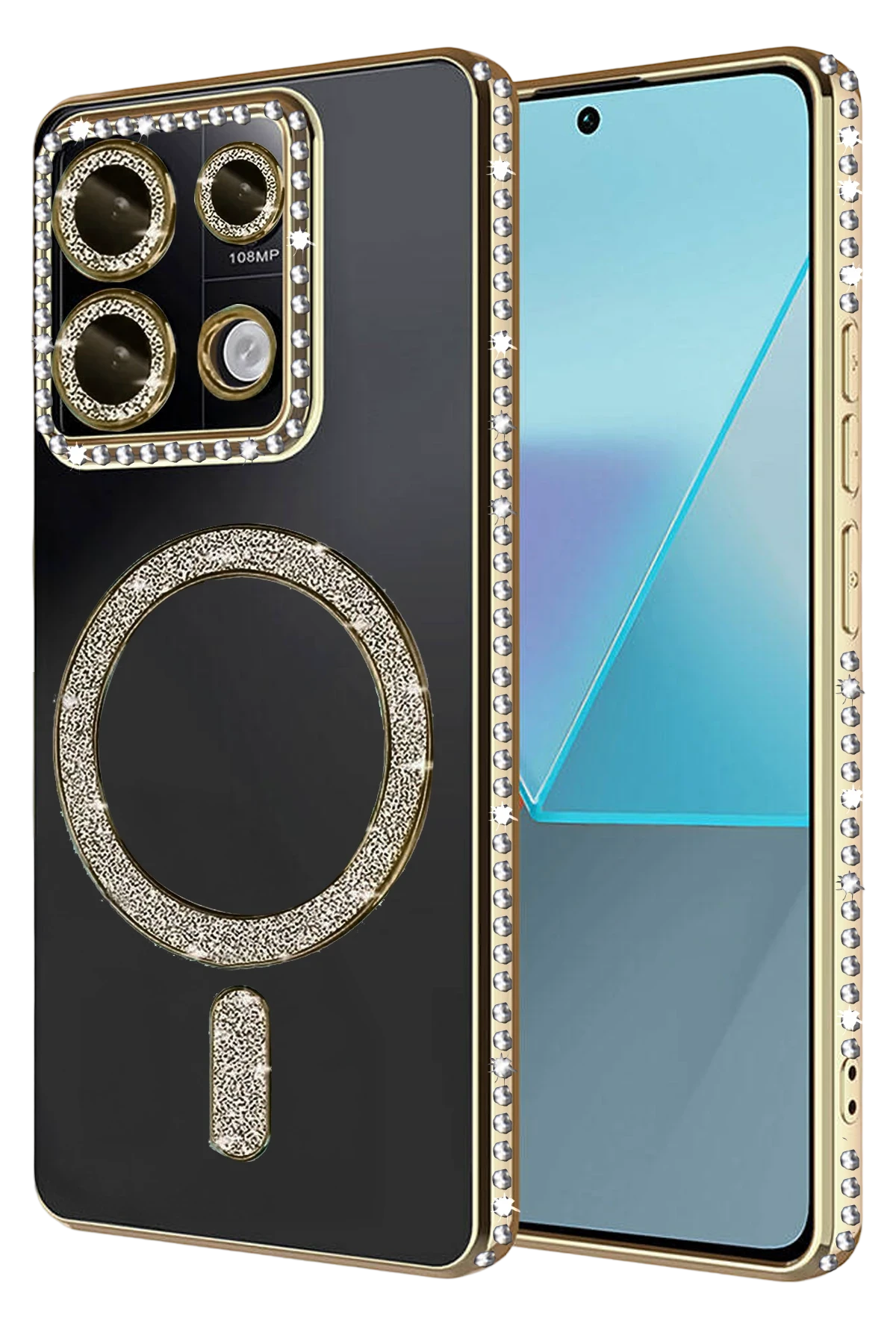 Newface Xiaomi Redmi Note 13 Pro 4G Joke Simli Magneticsafe Kılıf - Gold