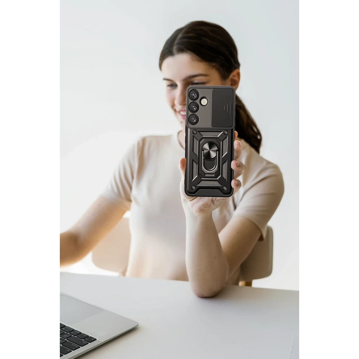 Newface Samsung Galaxy A17 5G Pars Lens Yüzüklü Silikon - Kırmızı — görsel 6