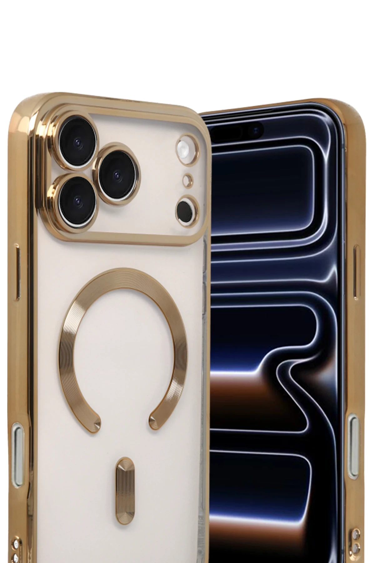 Newface Apple iPhone 17 Pro Max Kross Magneticsafe Kapak - Gold