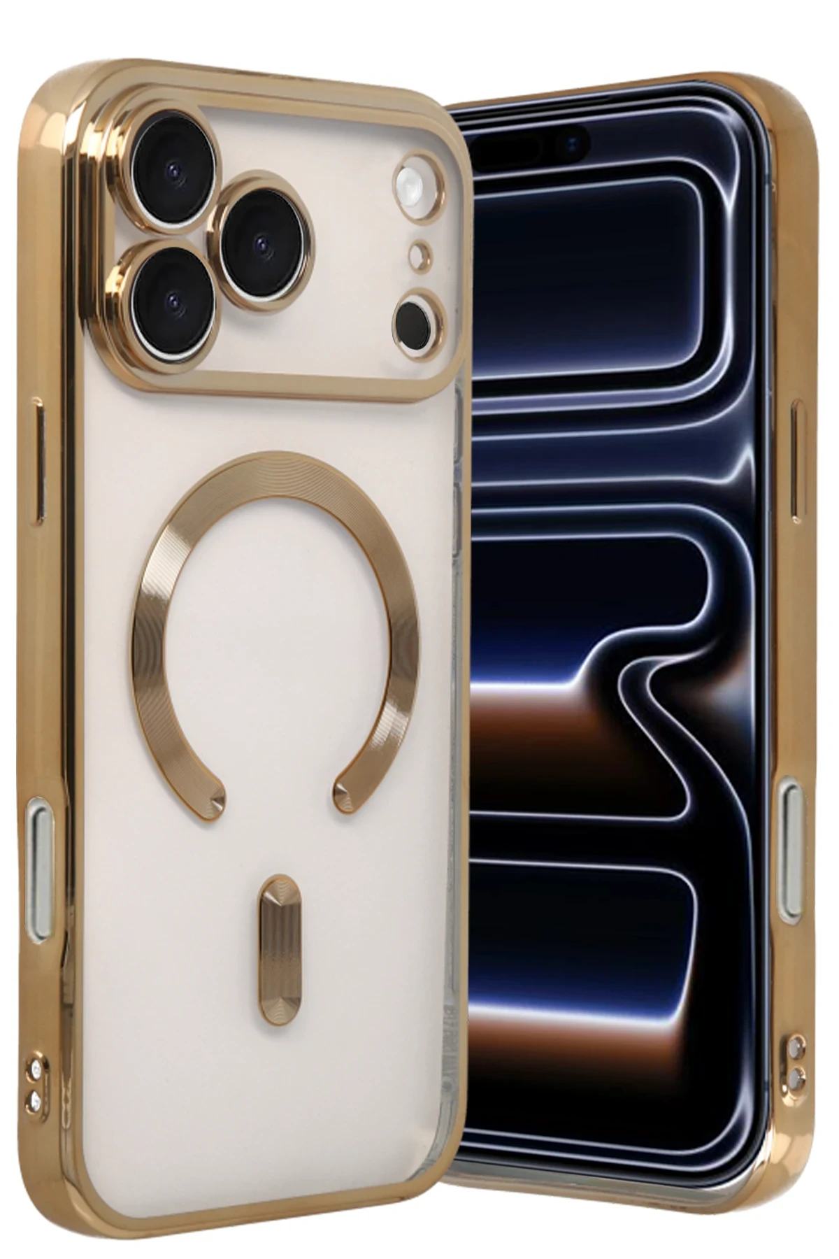 Newface Apple iPhone 17 Pro Kross Magneticsafe Kapak - Gold