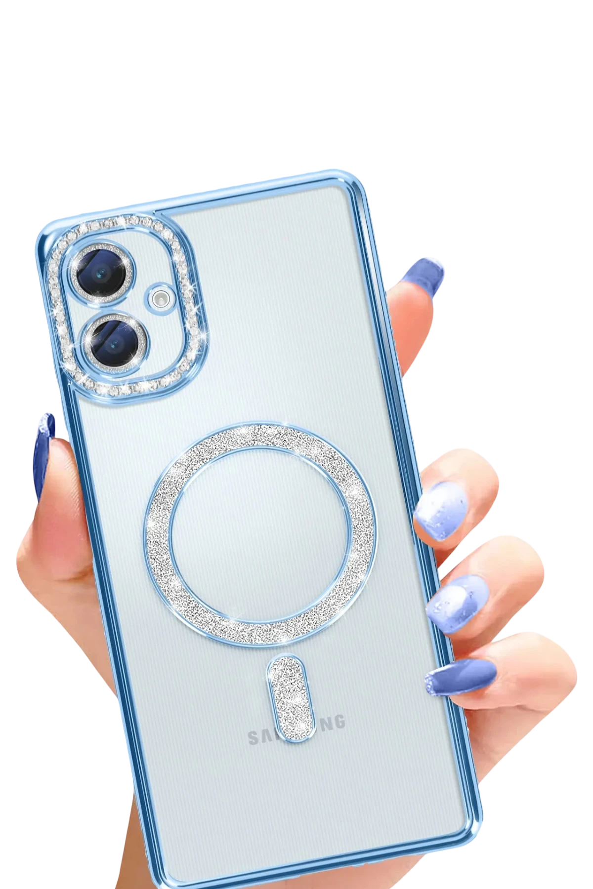 Newface Samsung Galaxy A06 Joke Simli Magneticsafe Kılıf - Mavi