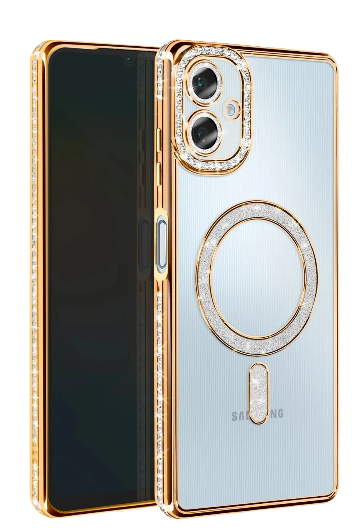 Newface Samsung Galaxy A06 Joke Simli Magneticsafe Kılıf - Gold