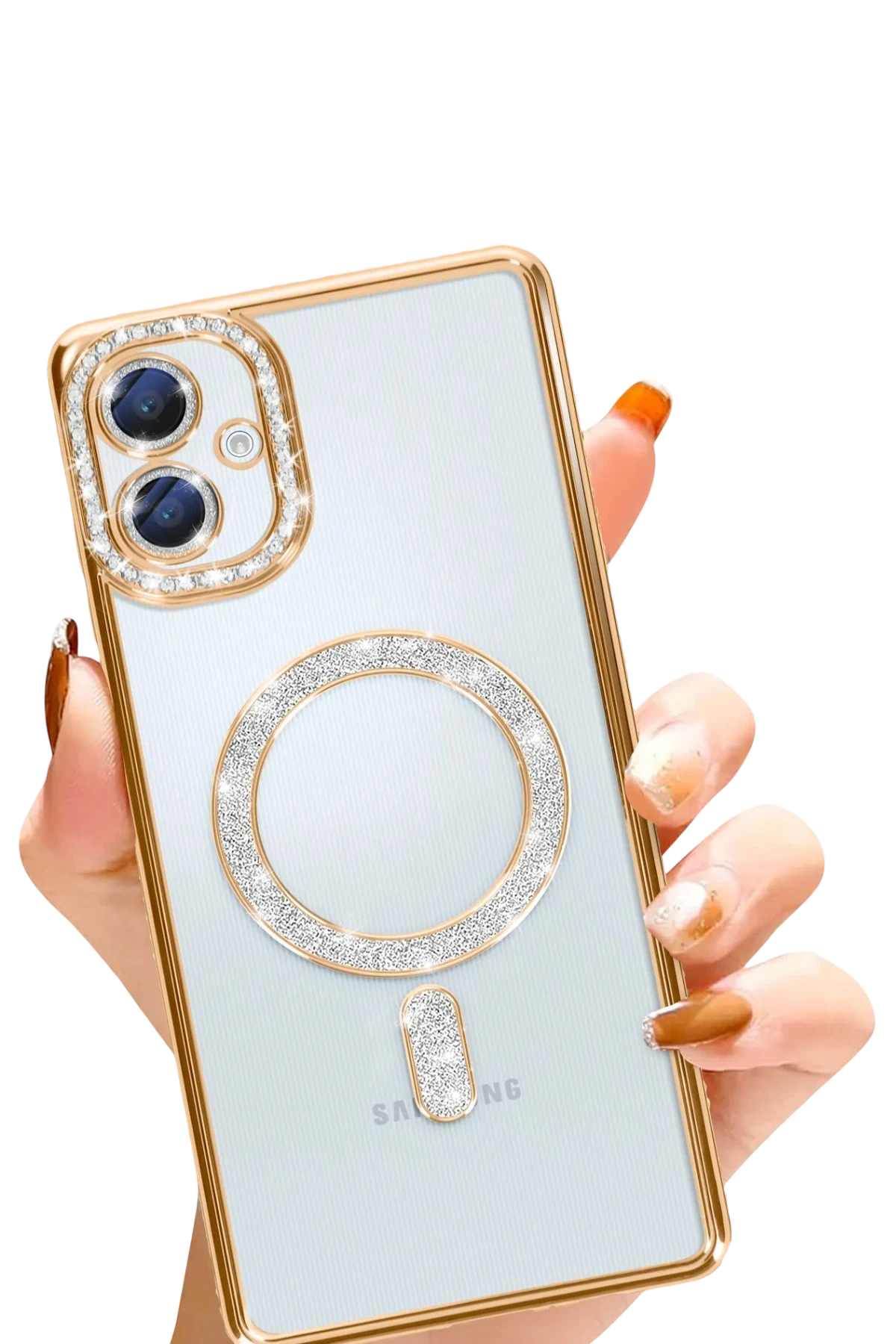 Newface Samsung Galaxy A06 Joke Simli Magneticsafe Kılıf - Gold