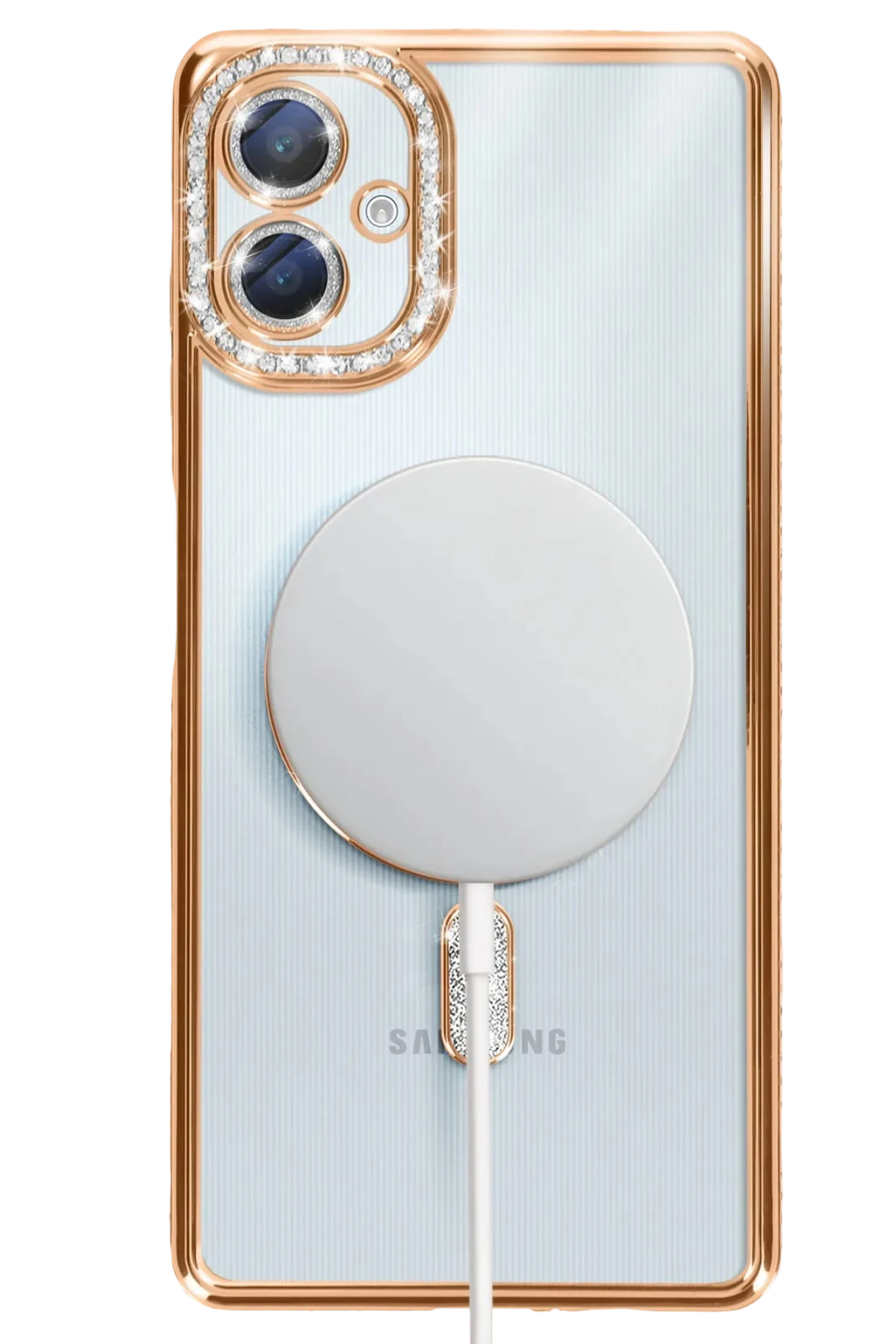 Newface Samsung Galaxy A06 Joke Simli Magneticsafe Kılıf - Gold