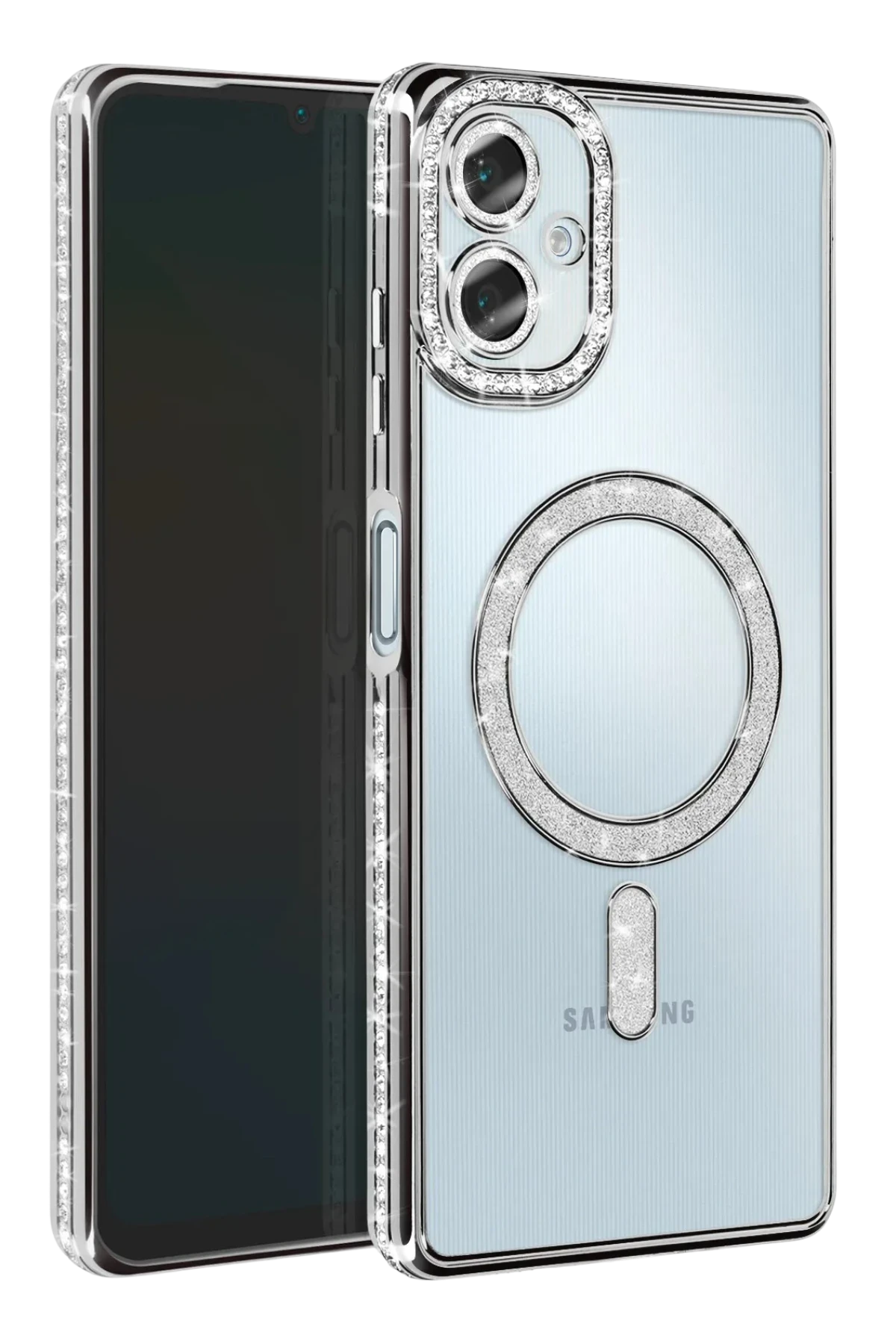 Newface Samsung Galaxy A06 Joke Simli Magneticsafe Kılıf - Gümüş