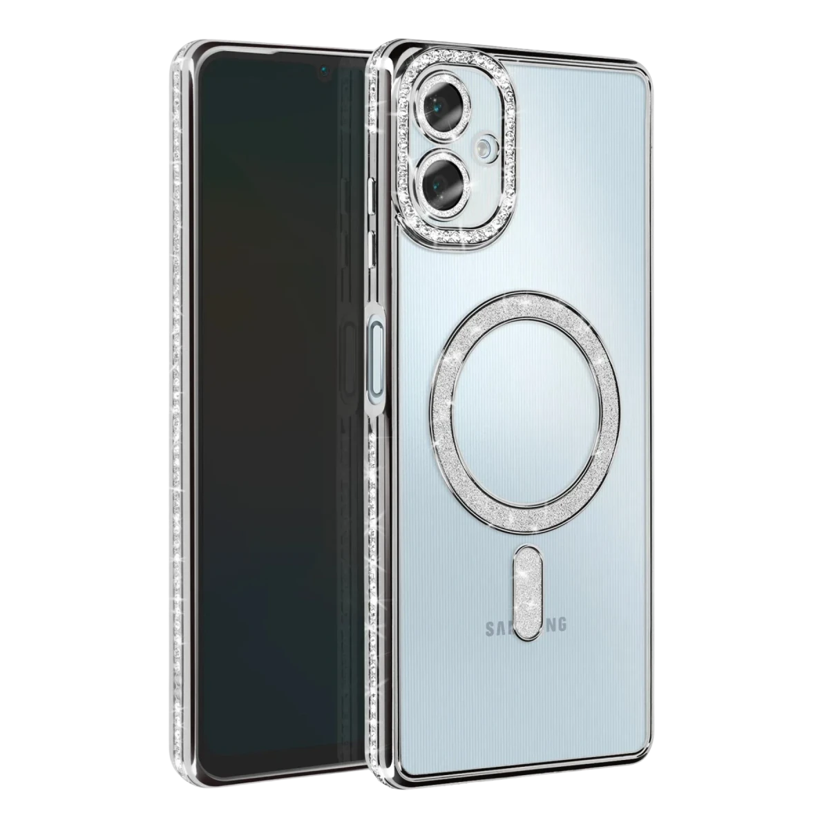 Samsung Galaxy A06 Joke Simli Magneticsafe Kılıf - Gümüş