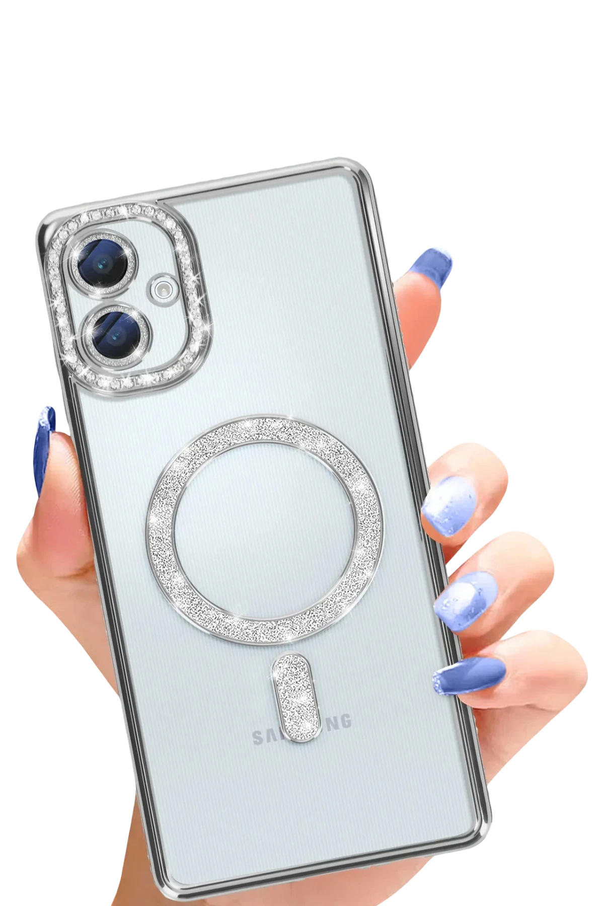 Newface Samsung Galaxy A06 Joke Simli Magneticsafe Kılıf - Gümüş