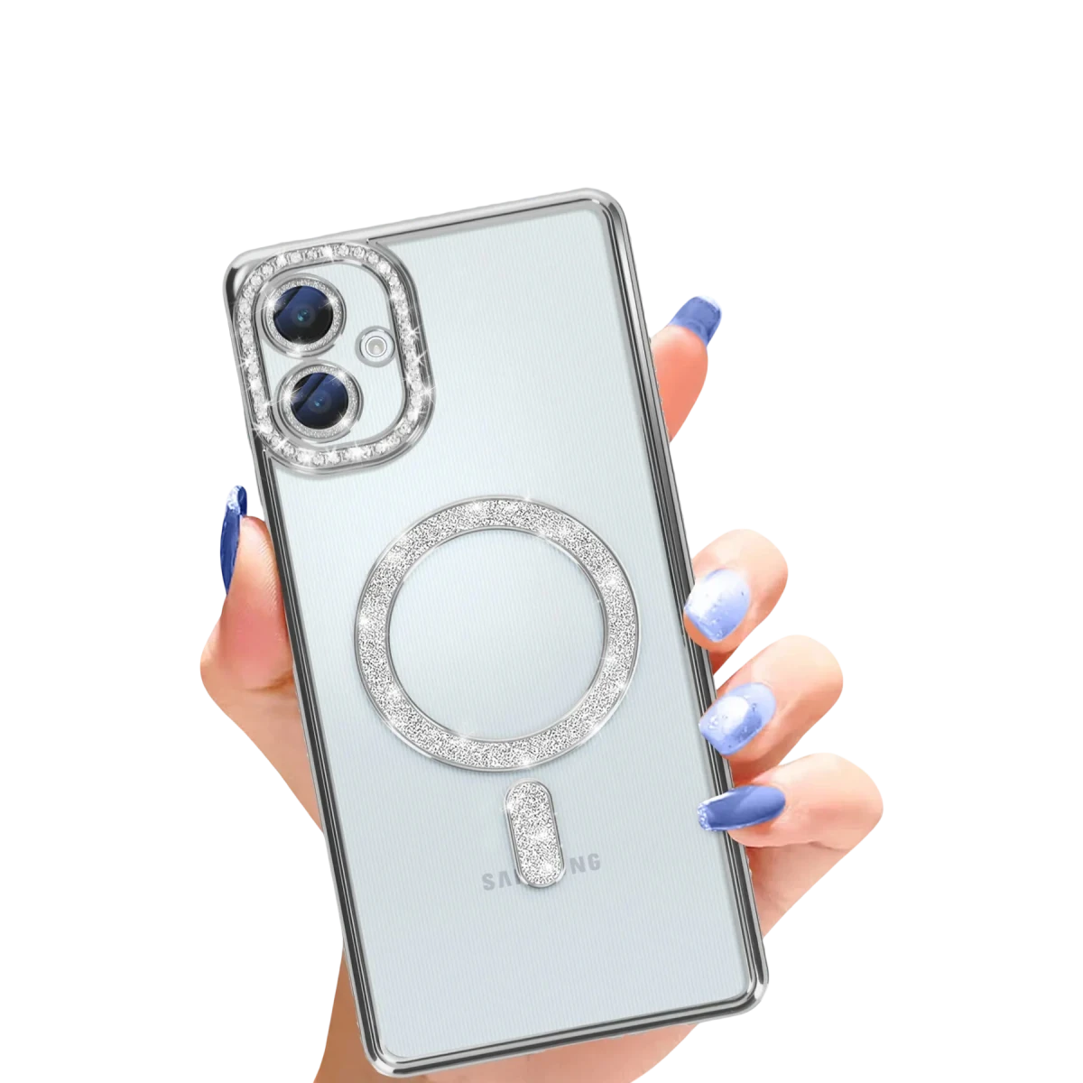 Samsung Galaxy A06 Joke Simli Magneticsafe Kılıf - Gümüş