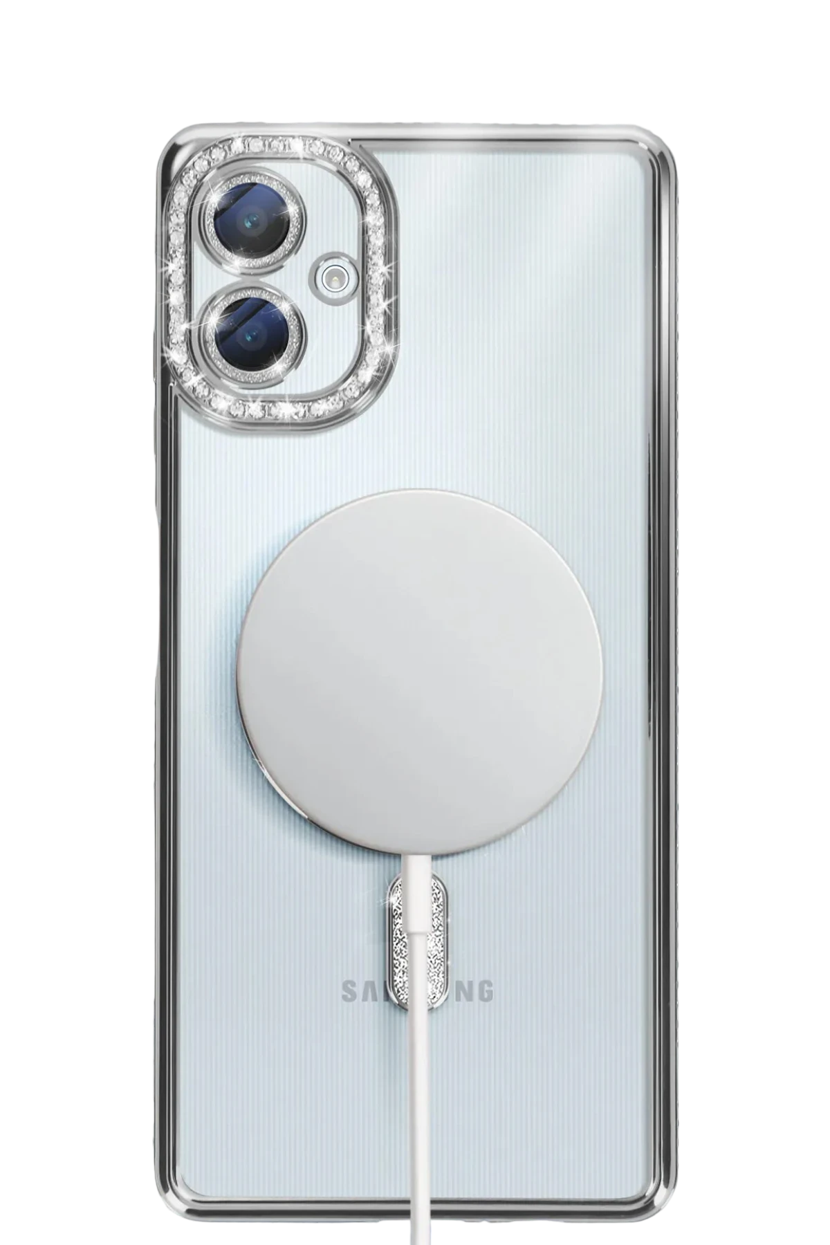 Newface Samsung Galaxy A06 Joke Simli Magneticsafe Kılıf - Gümüş