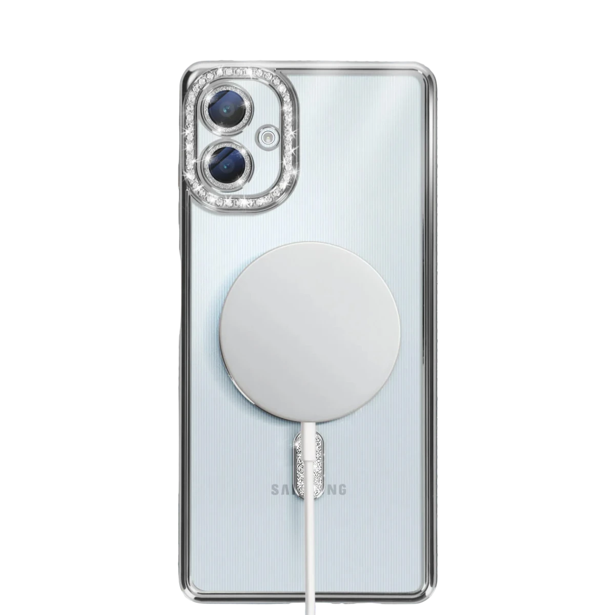 Samsung Galaxy A06 Joke Simli Magneticsafe Kılıf - Gümüş