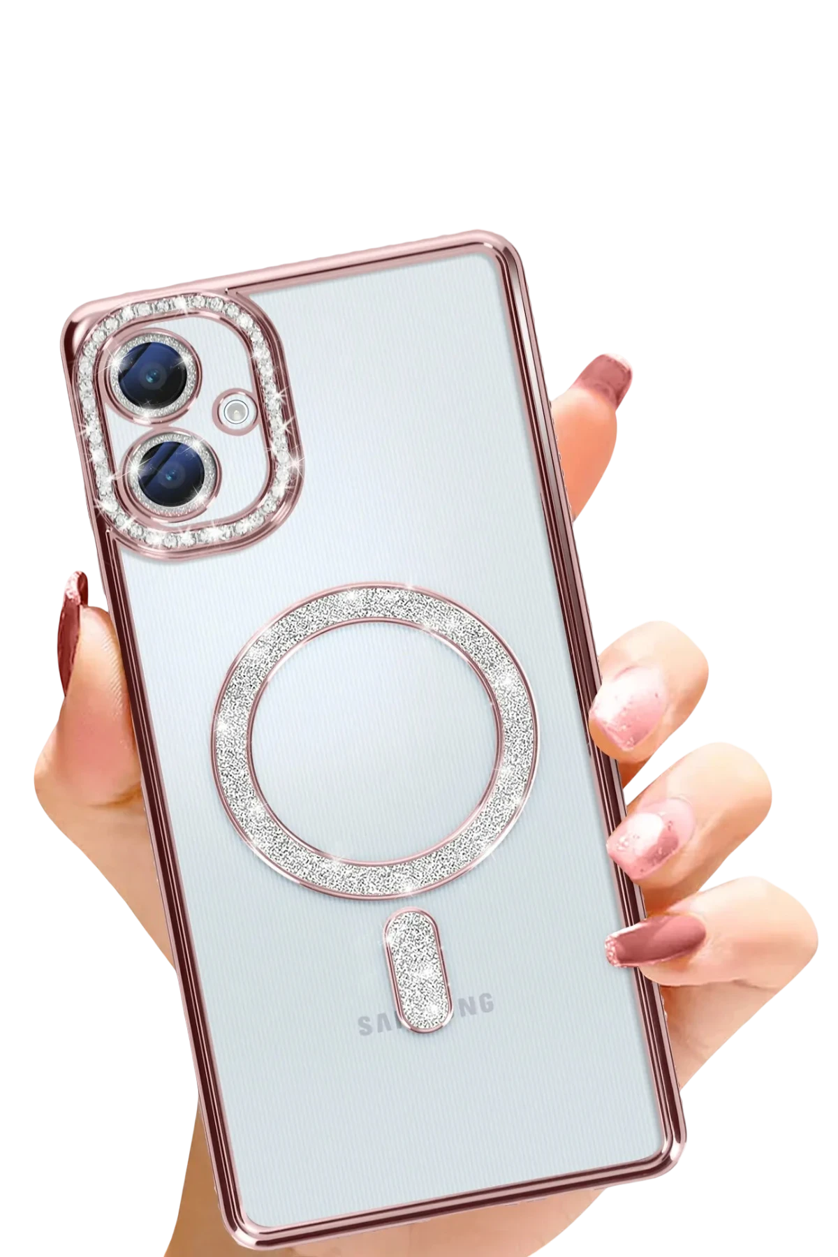 Newface Samsung Galaxy A06 Joke Simli Magneticsafe Kılıf - Pembe