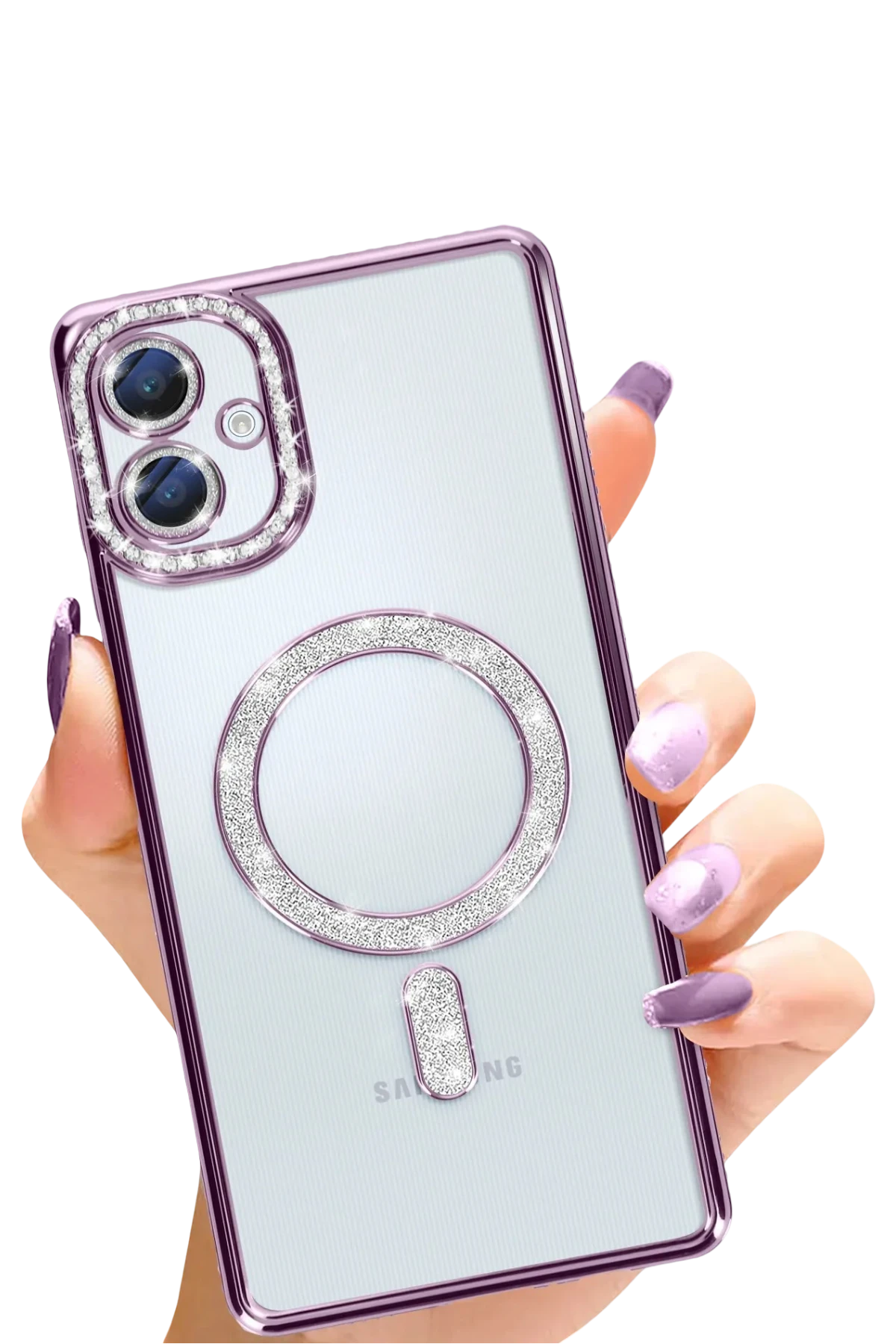 Newface Samsung Galaxy A06 Joke Simli Magneticsafe Kılıf - Derin Mor