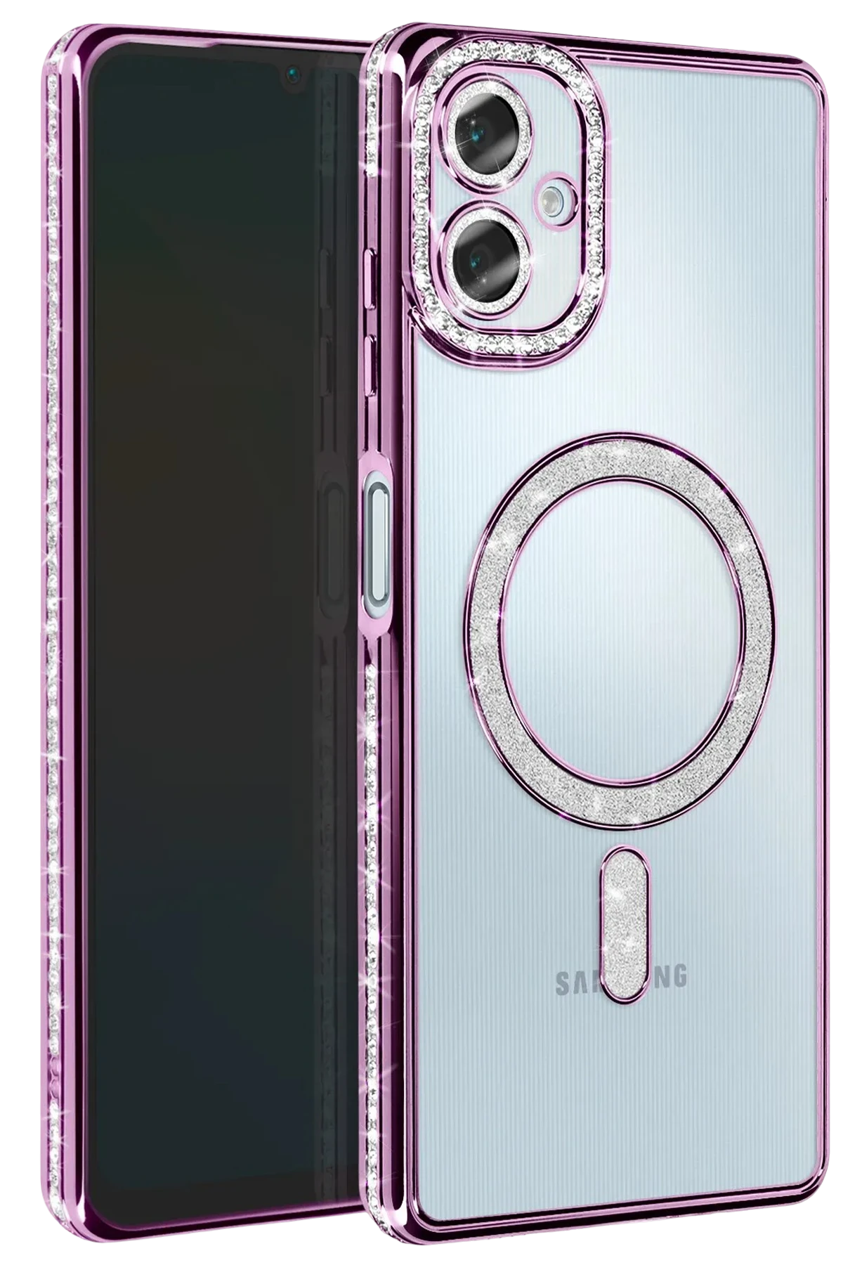 Newface Samsung Galaxy A06 Joke Simli Magneticsafe Kılıf - Derin Mor