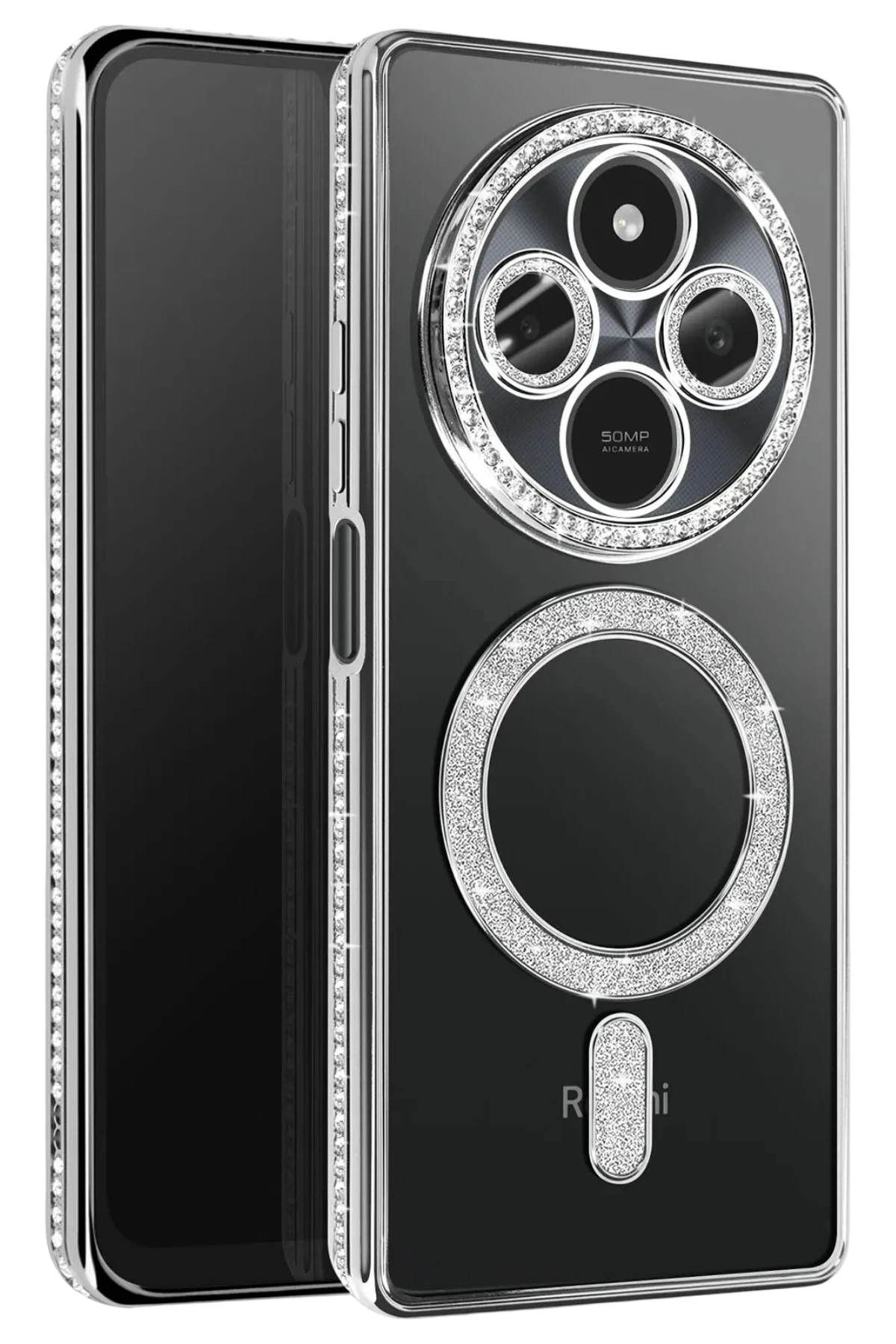 Newface Xiaomi Redmi 14C Joke Simli Magneticsafe Kılıf - Gümüş