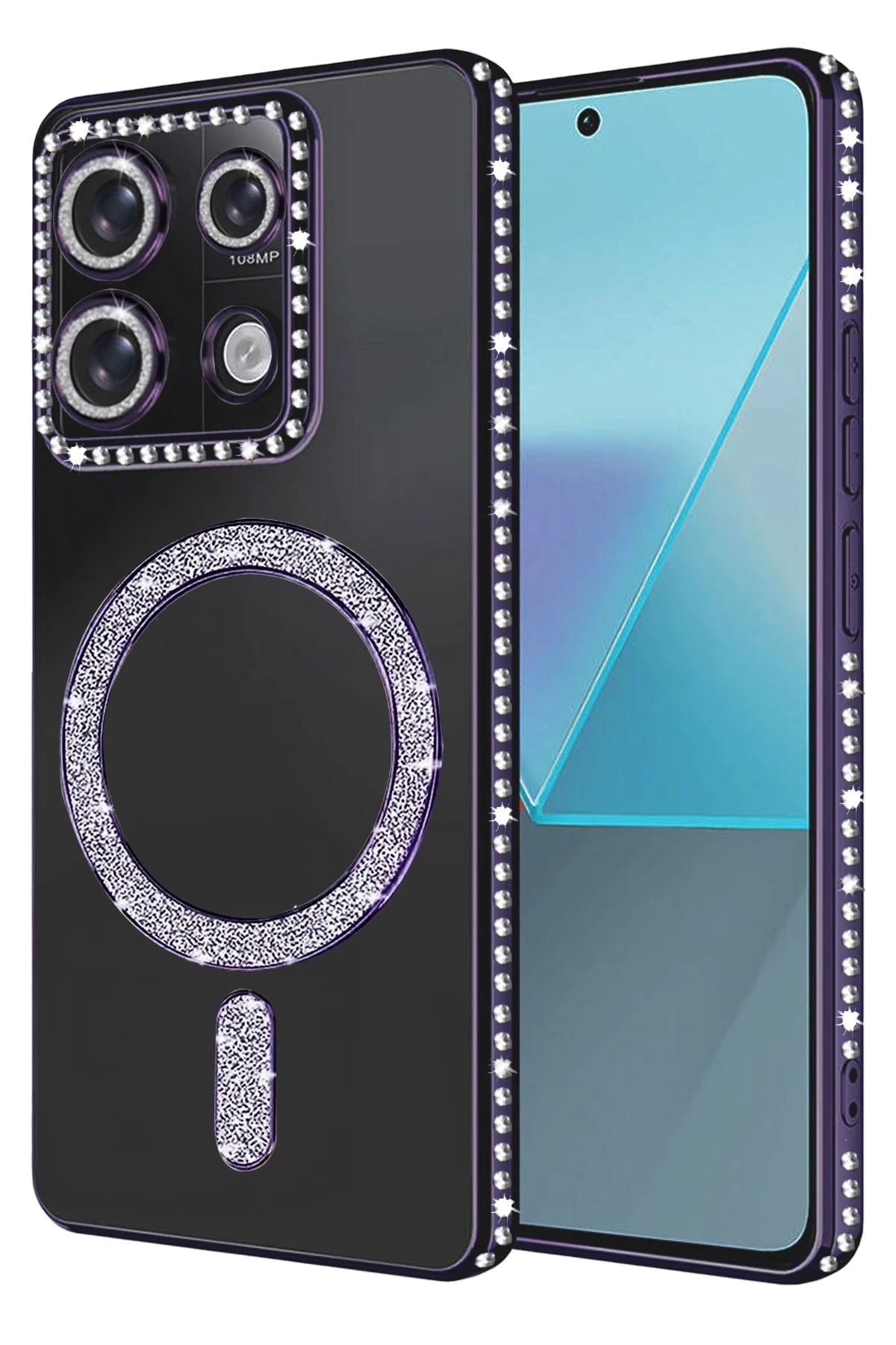 Newface Xiaomi Redmi 13C Joke Simli Magneticsafe Kılıf - Derin Mor