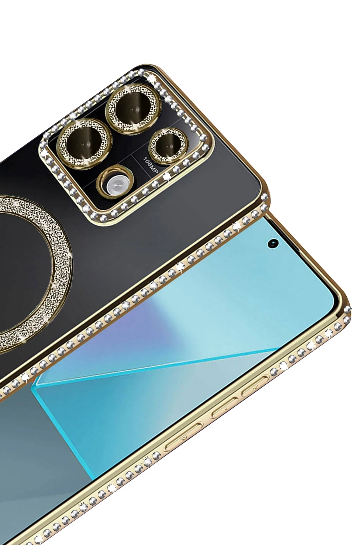 Newface Xiaomi Redmi 13C Joke Simli Magneticsafe Kılıf - Gold