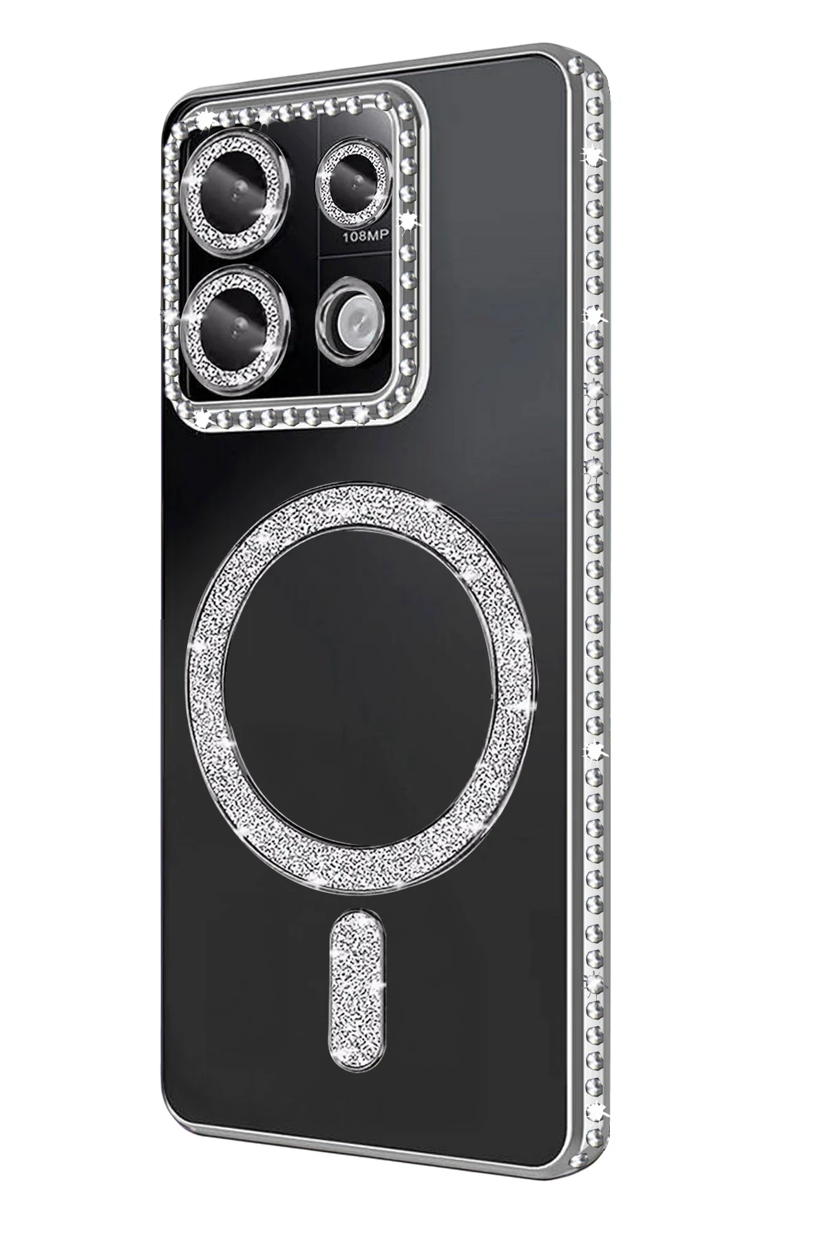 Newface Xiaomi Redmi 13C Joke Simli Magneticsafe Kılıf - Gümüş