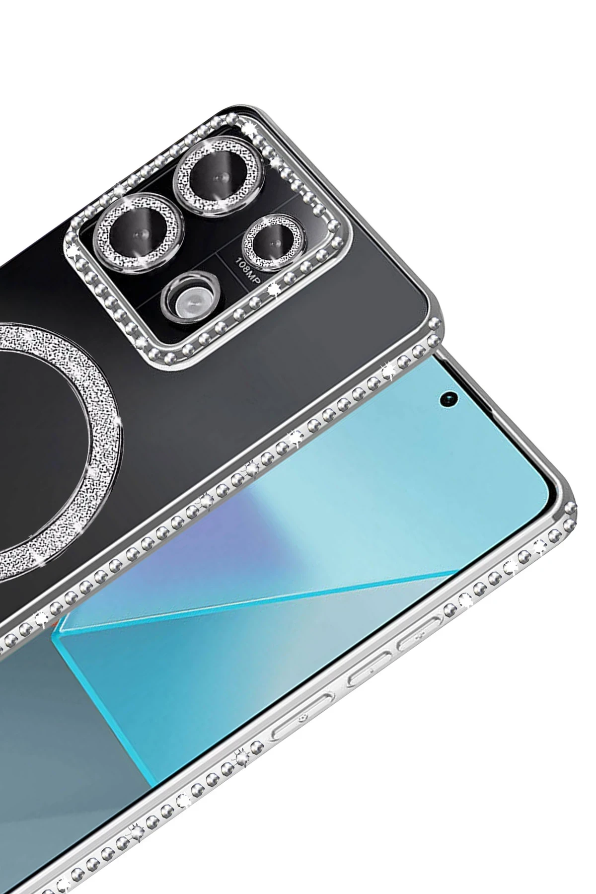 Newface Xiaomi Redmi 13C Joke Simli Magneticsafe Kılıf - Gümüş