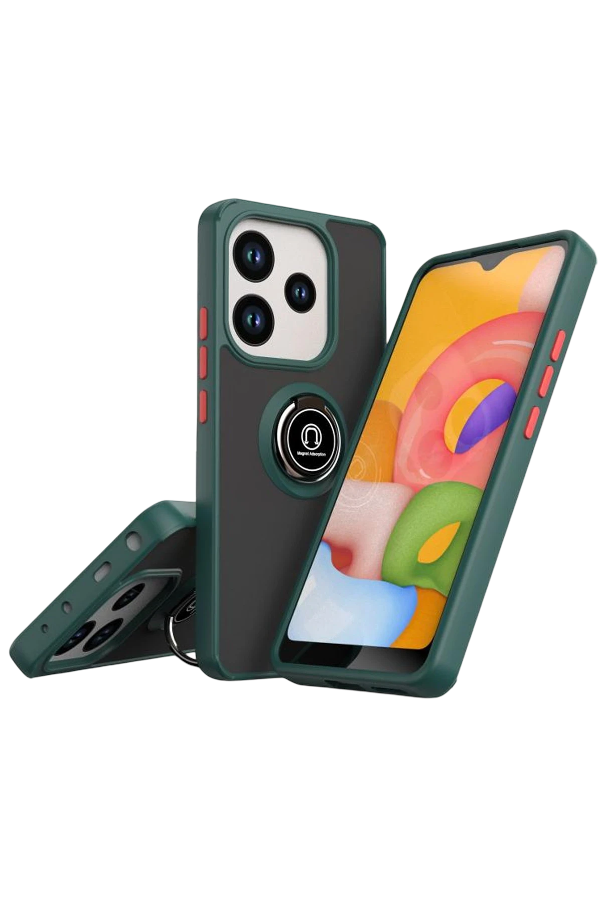Newface Xiaomi Redmi Note 14 4G Montreal Yüzüklü Silikon Kapak - Yeşil