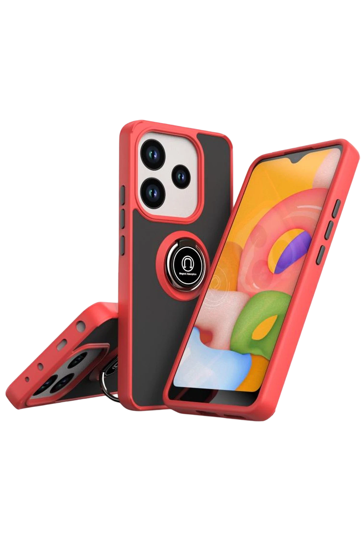 Newface Xiaomi Redmi Note 14 4G Montreal Yüzüklü Silikon Kapak - Kırmızı